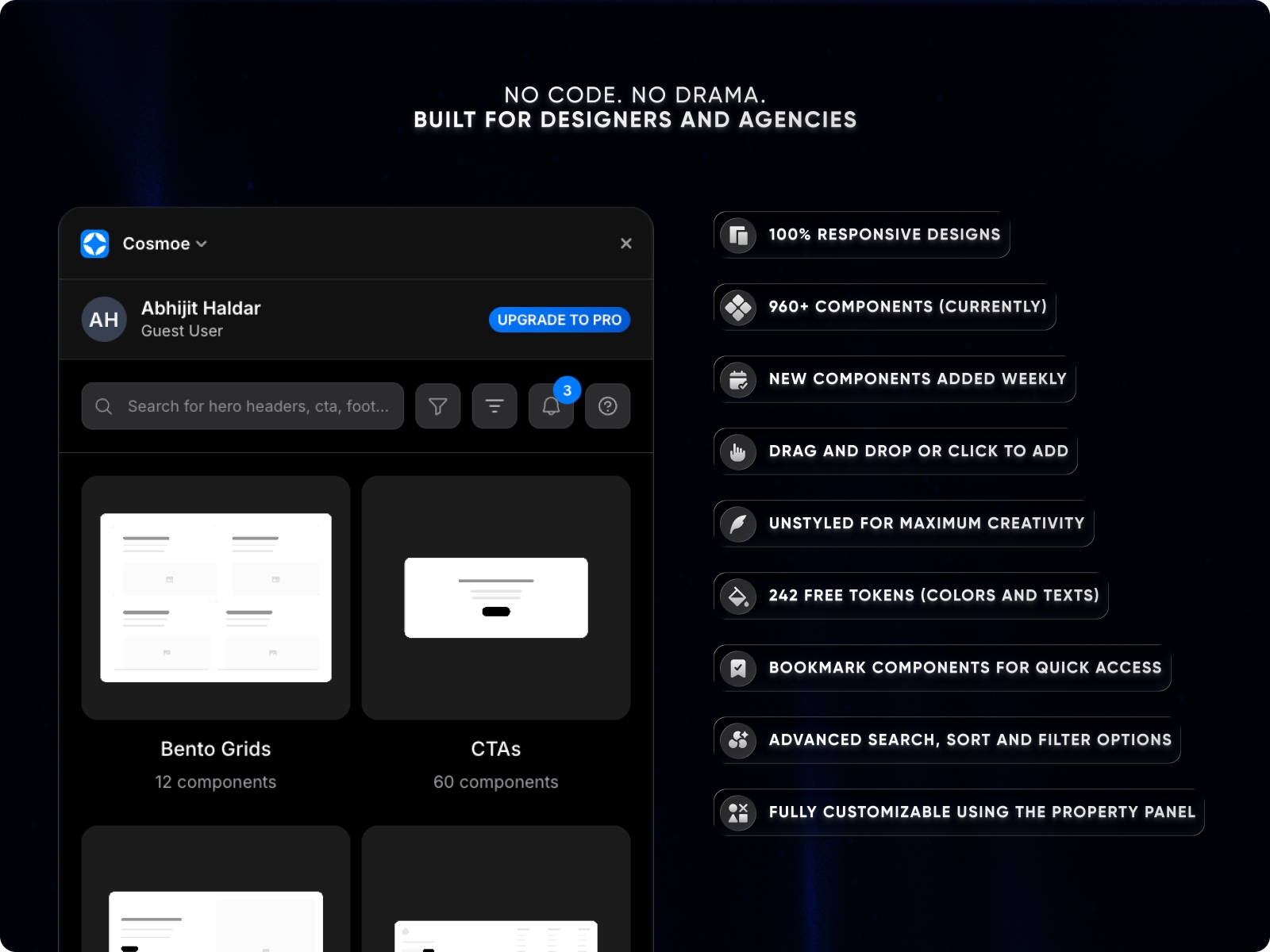 Thumbnail 2 for Cosmoe, a Framer Marketplace template by Cosmoe.