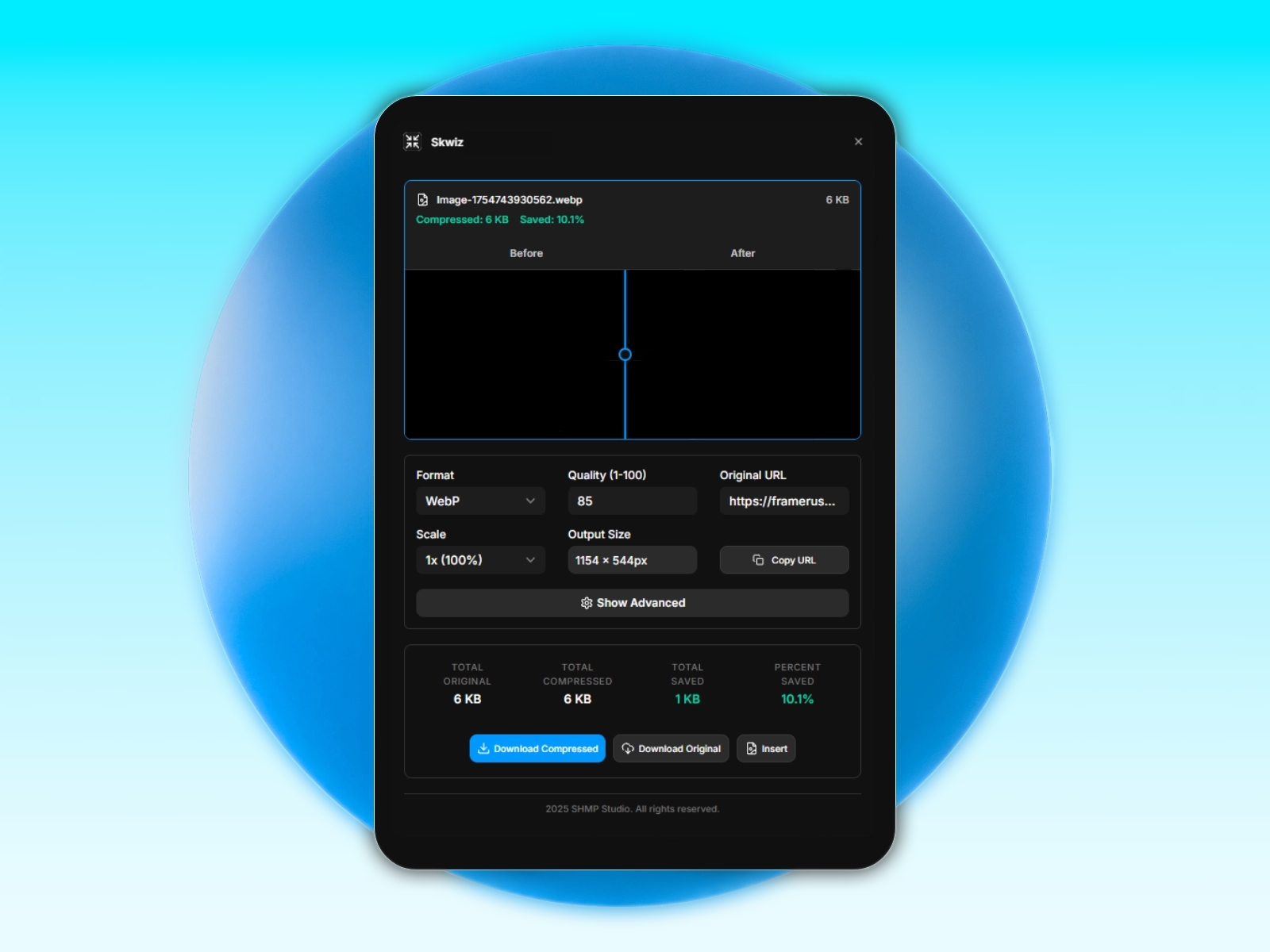 Screenshot 4 for Skwiz - Image Compression, a Framer Marketplace plugin by Johnathan B..