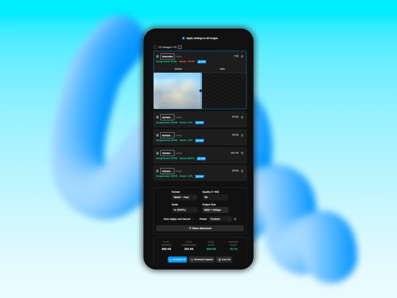Screenshot 3 for Skwiz - Image Compression, a Framer Marketplace plugin by Johnathan B..