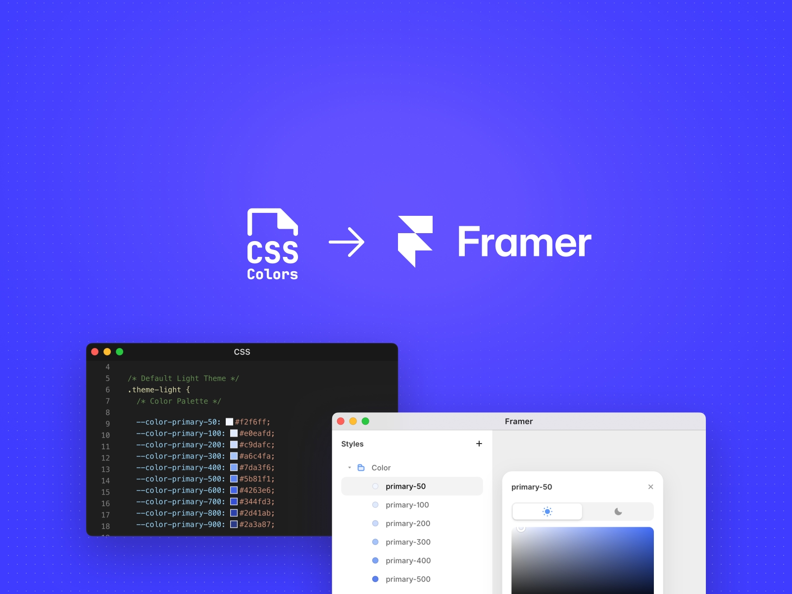 Thumbnail 1 for CSS Color Importer, a Framer Marketplace plugin by Matt Theuma.