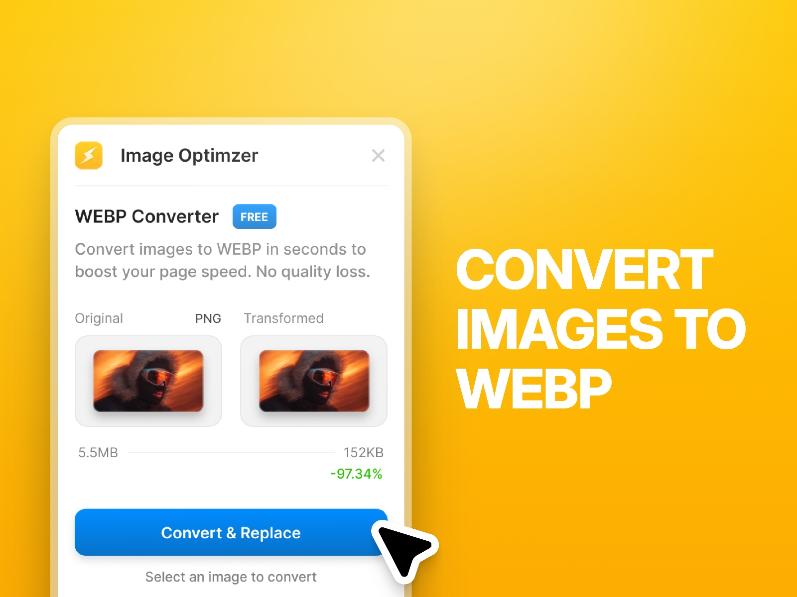 Thumbnail 1 for WEBP Image Converter, a Framer Marketplace plugin by Adheeb.