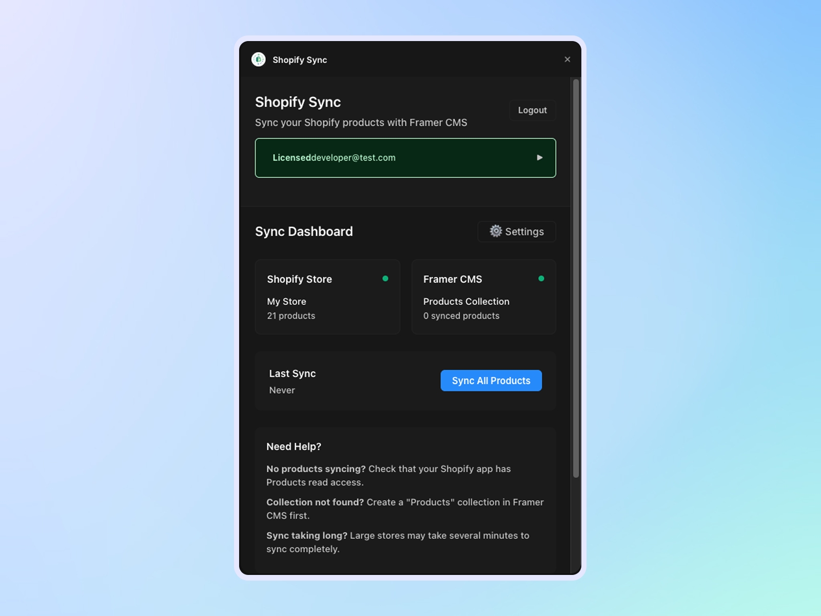 Thumbnail 2 for Shopify Sync, a Framer Marketplace plugin by PixFold.