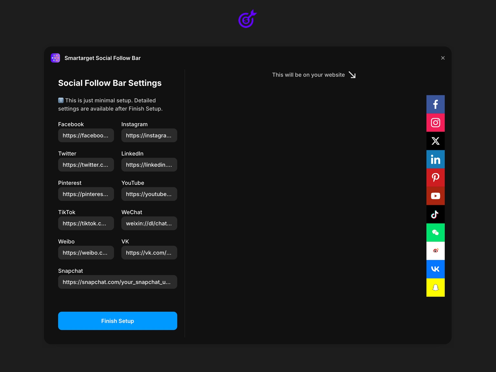 Thumbnail 2 for Social Follow Bar Icons, a Framer Marketplace plugin by Smartarget.