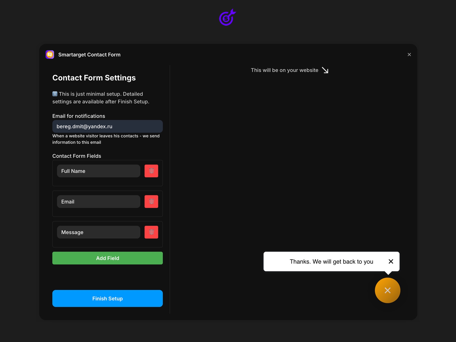 Thumbnail 2 for Contact Form, a Framer Marketplace template by Smartarget.