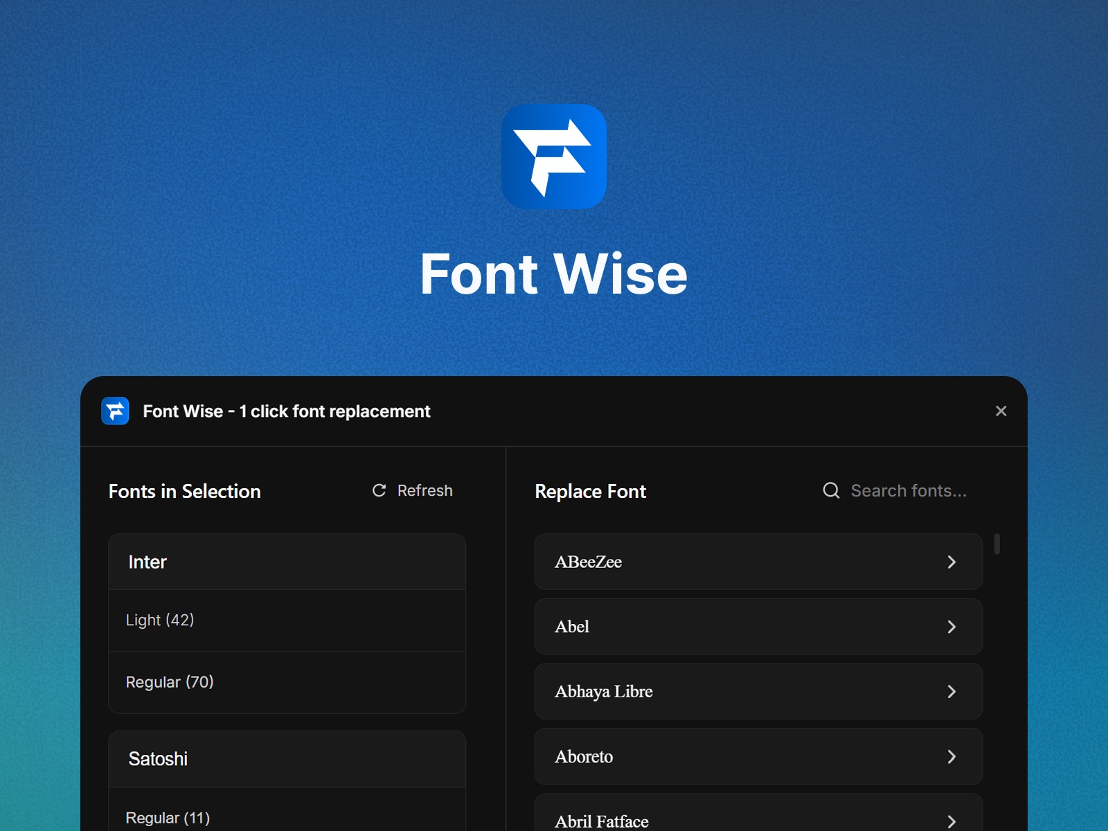 Thumbnail 1 for Font Wise - 1 click font replacement, a Framer Marketplace template by Framer Spark.