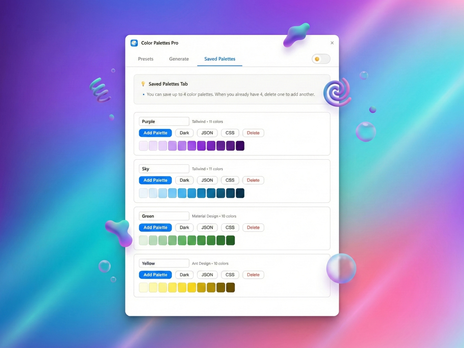 Screenshot 3 for Color Palettes Pro, a Framer Marketplace plugin by Aidan Looker.