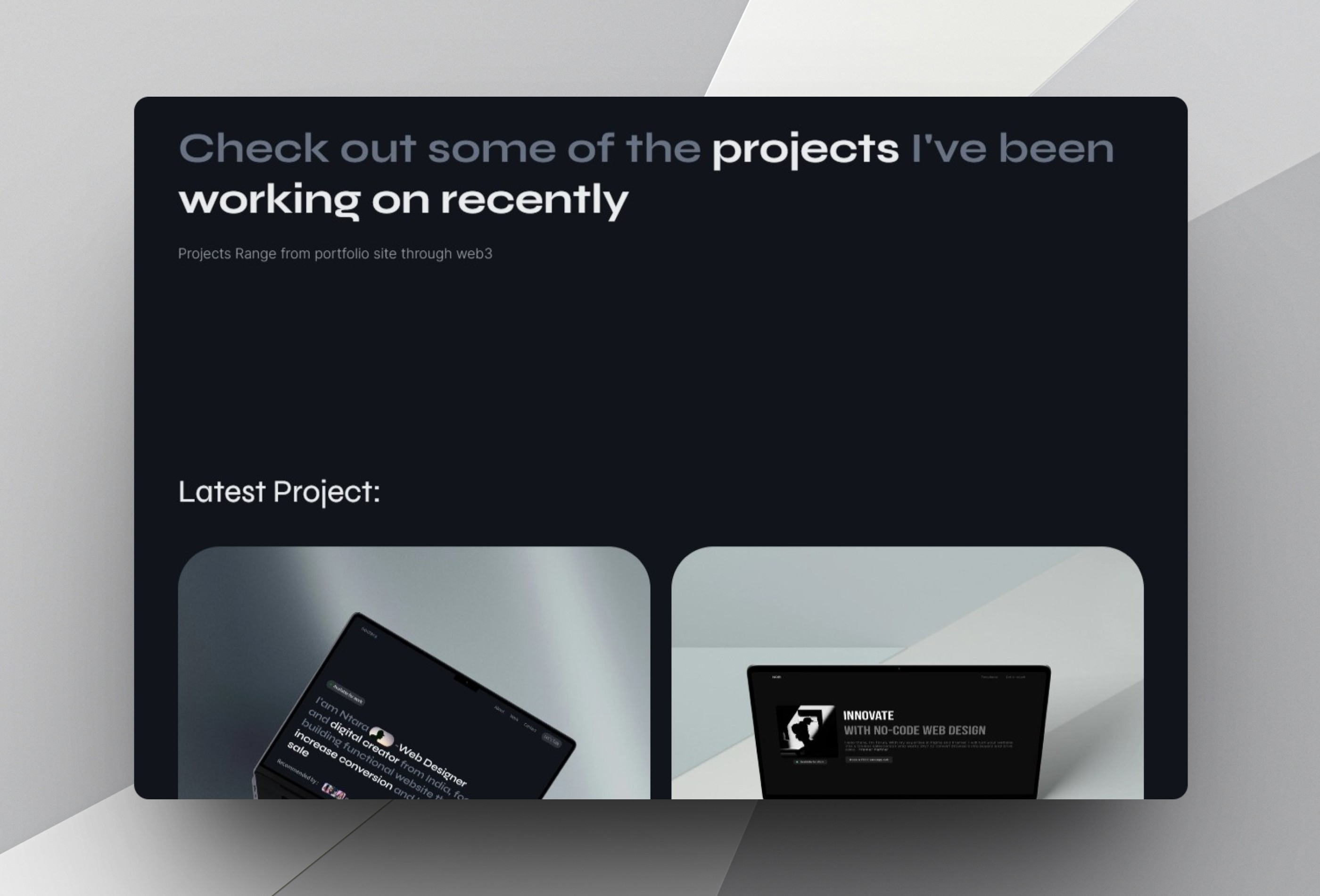 Screenshot 3 for noctara, a Framer Marketplace template by Tarun Anand.