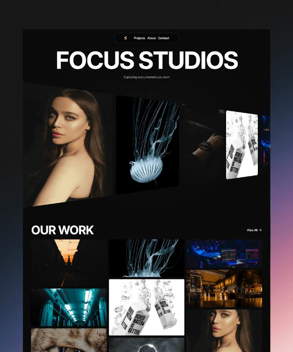 Thumbnail 1 for FocusStudios, a Framer Marketplace template by Krutik Maru.