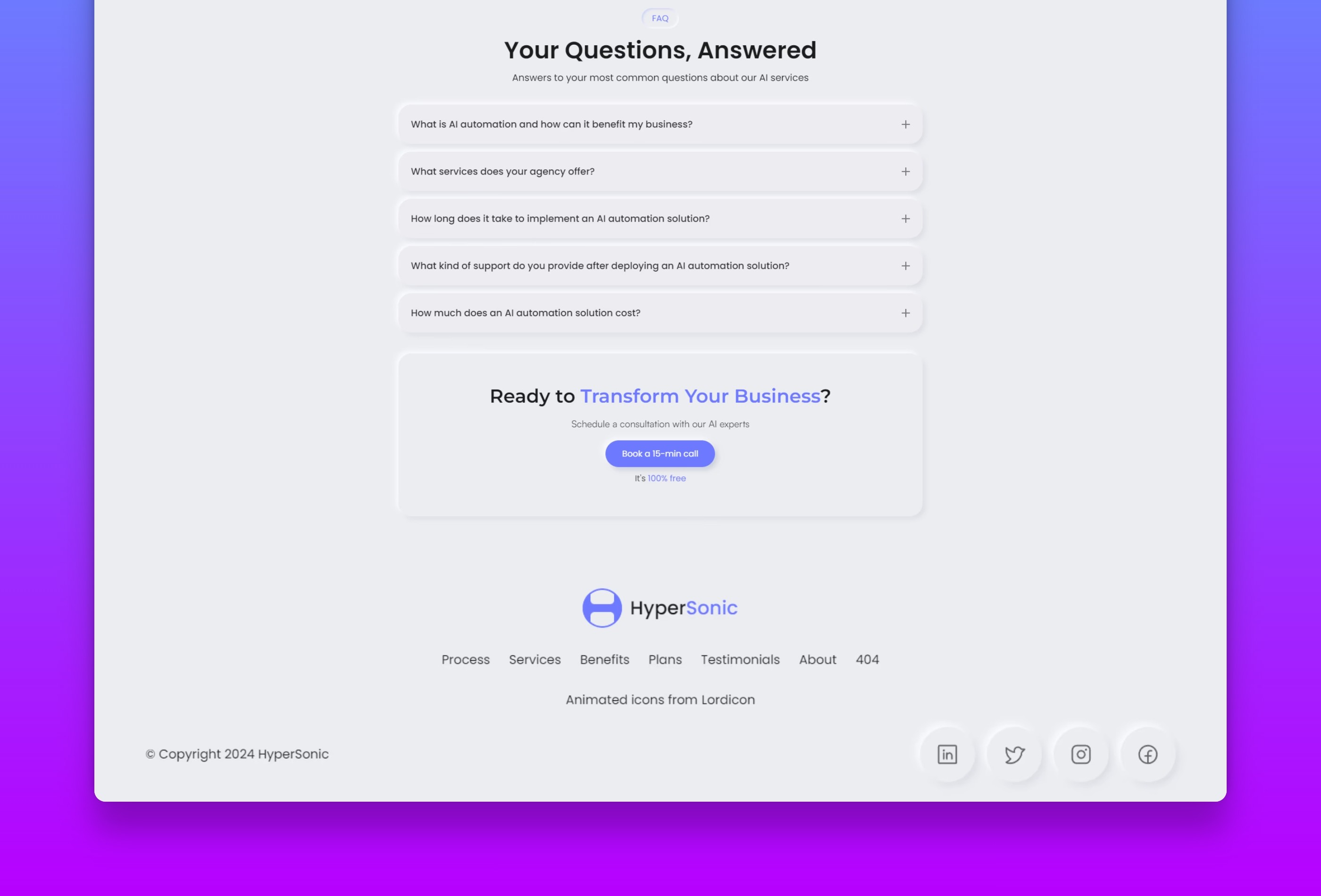 Screenshot 4 for Hypersonic, a Framer Marketplace template by Arun Space K.