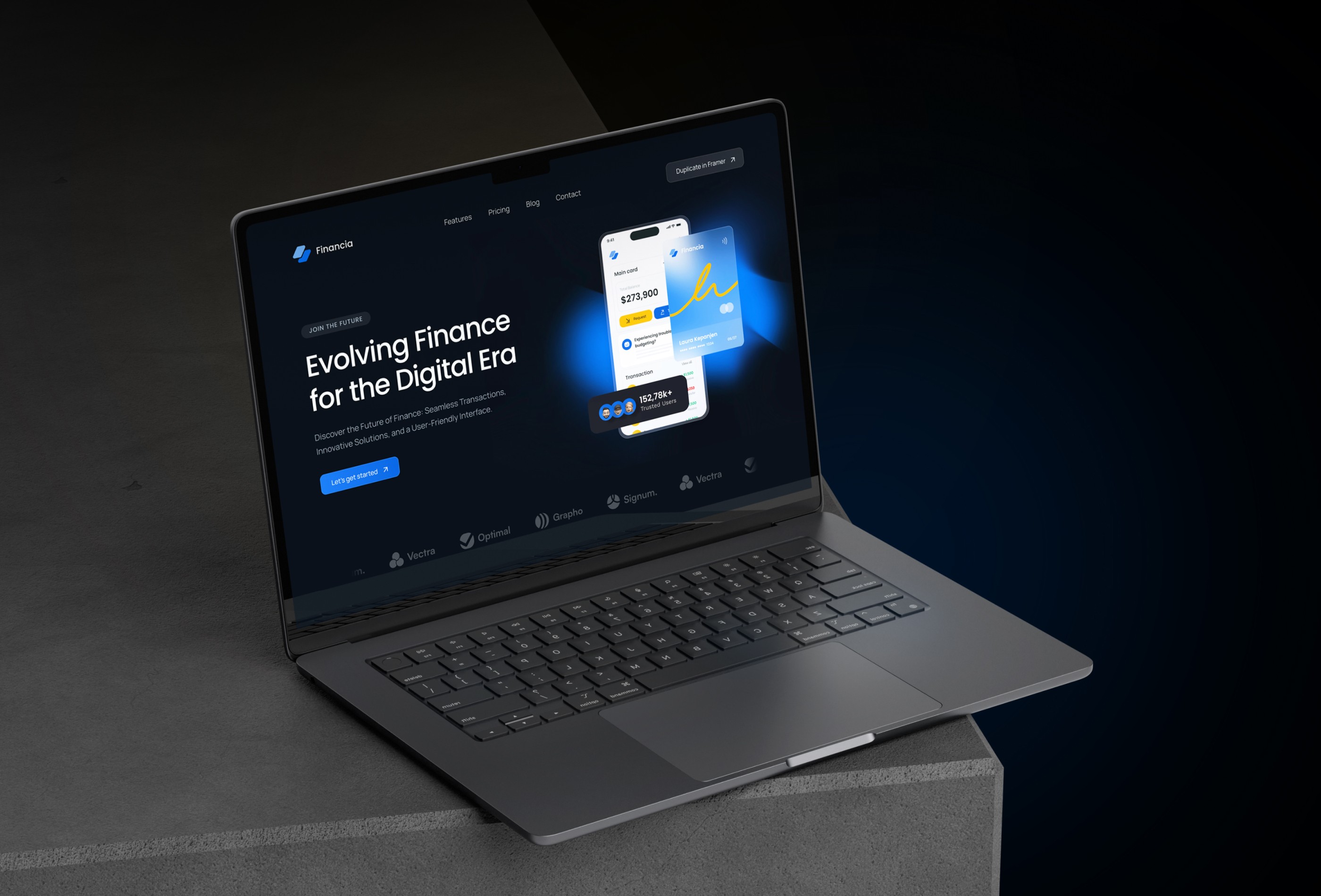 Screenshot 4 for Financia, a Framer Marketplace template by Fahlur Rozzi.