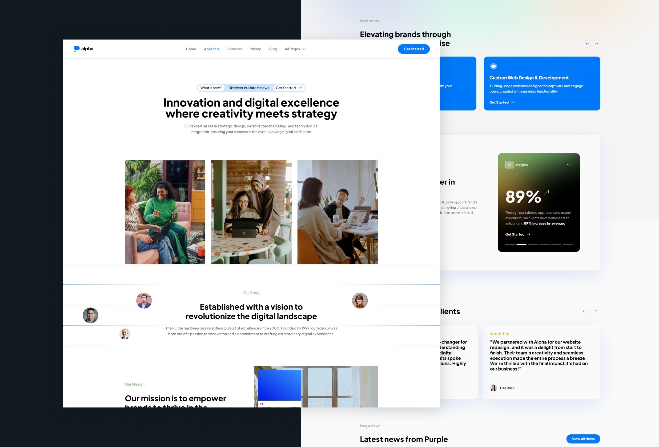 Screenshot 3 for Alpha, a Framer Marketplace template by fourtwelve.
