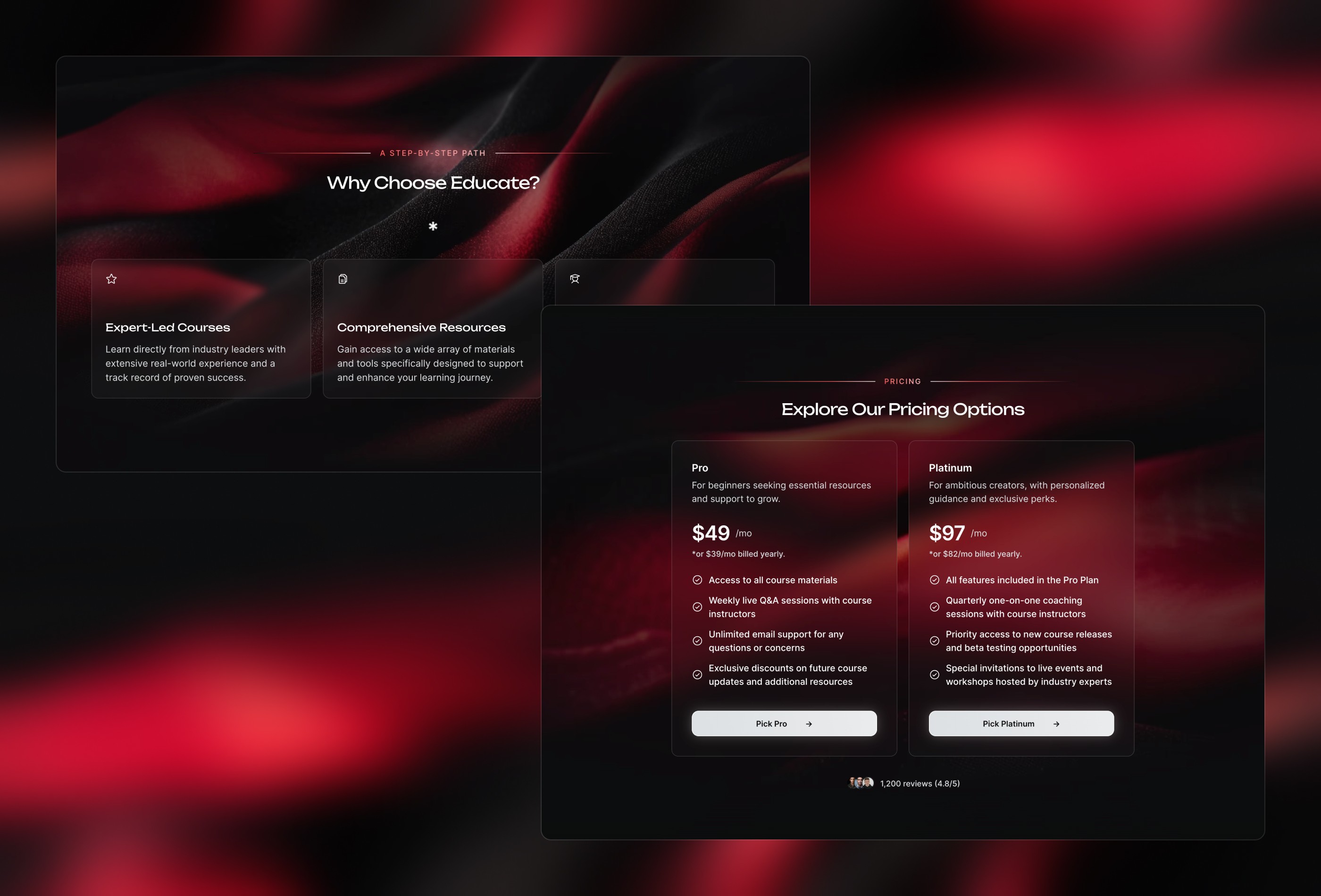 Screenshot 3 for Educate, a Framer Marketplace template by Wize.