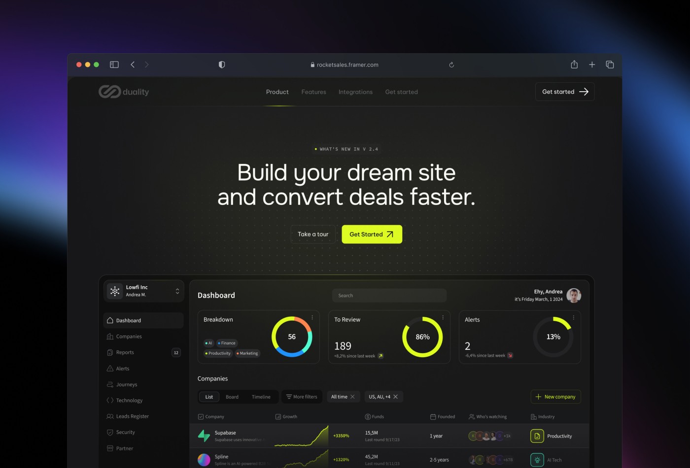 Screenshot 2 for Duality, a Framer Marketplace template by Andrea Montini.