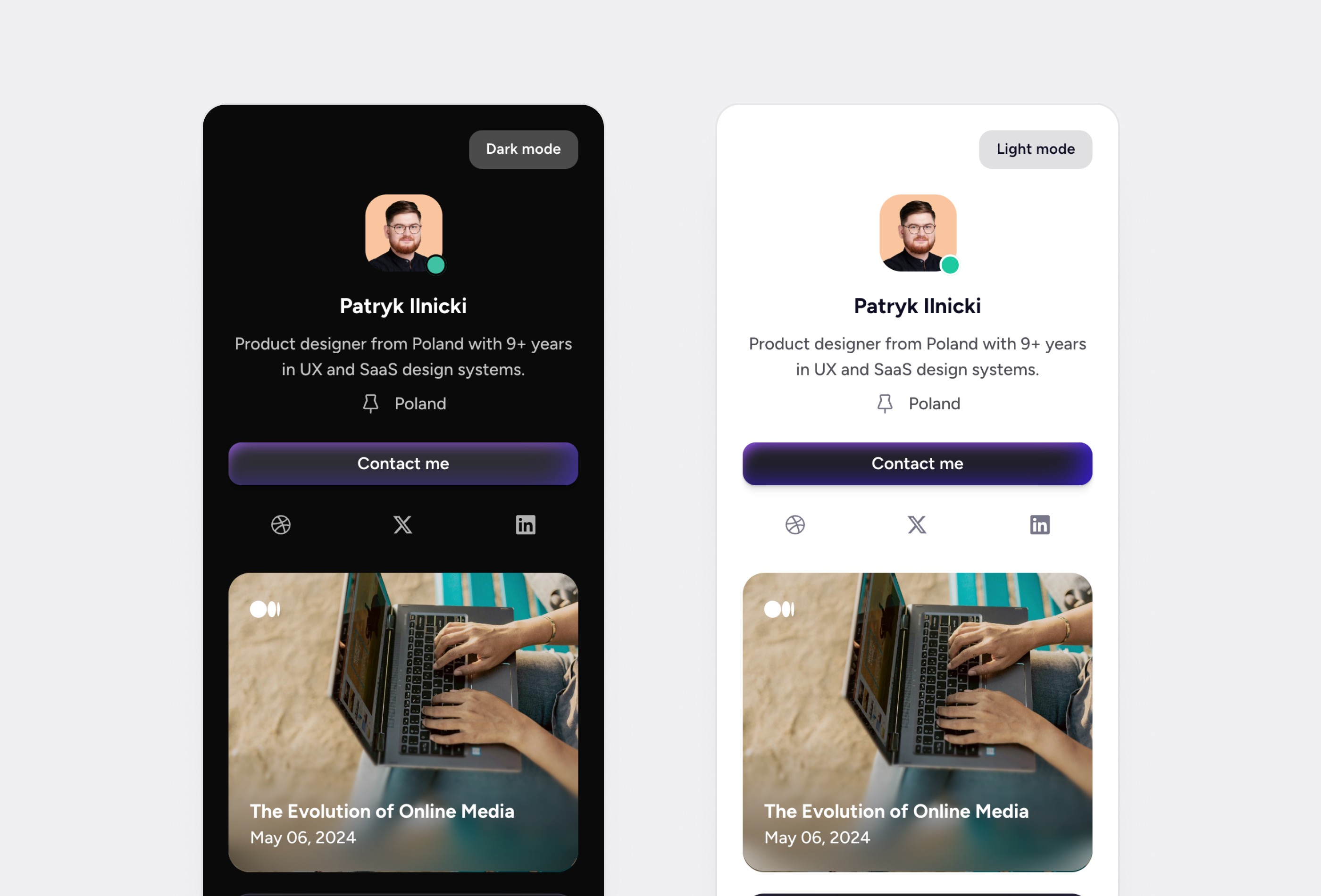 Screenshot 4 for Widget, a Framer Marketplace template by Patryk Ilnicki.