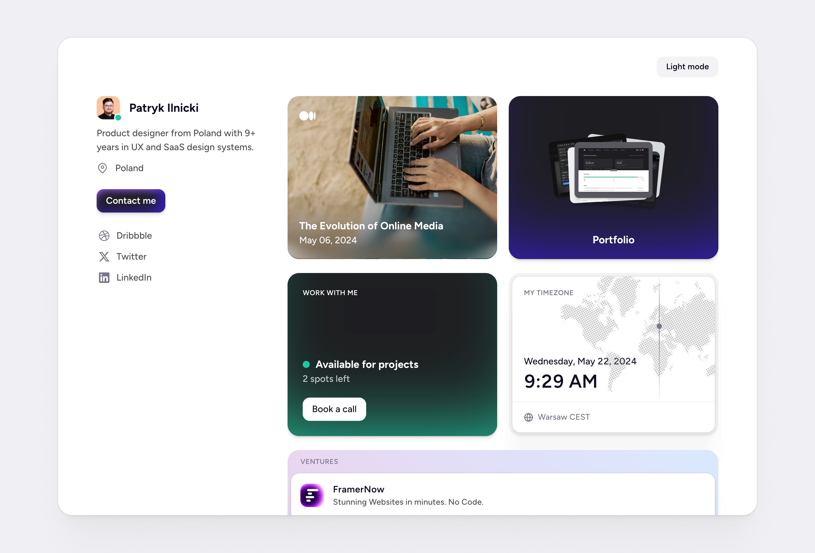 Thumbnail 2 for Widget, a Framer Marketplace template by Patryk Ilnicki.
