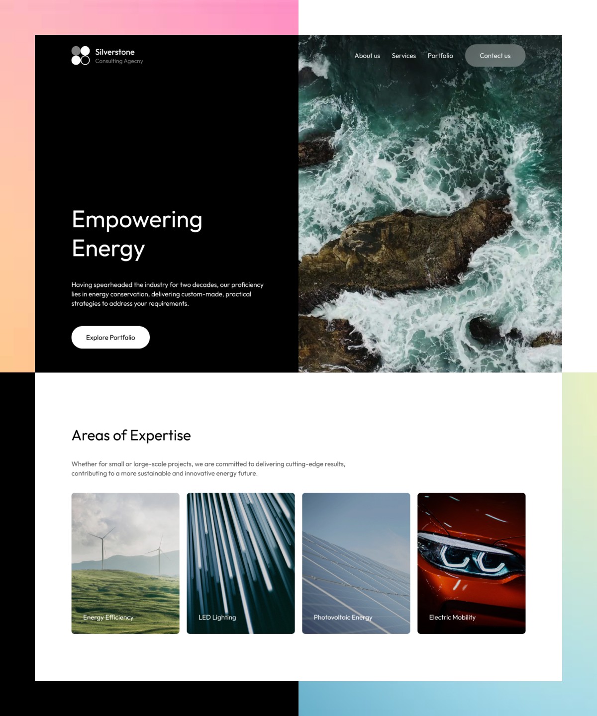 Screenshot 1 for Silverstone, a Framer Marketplace template by Svetozar.