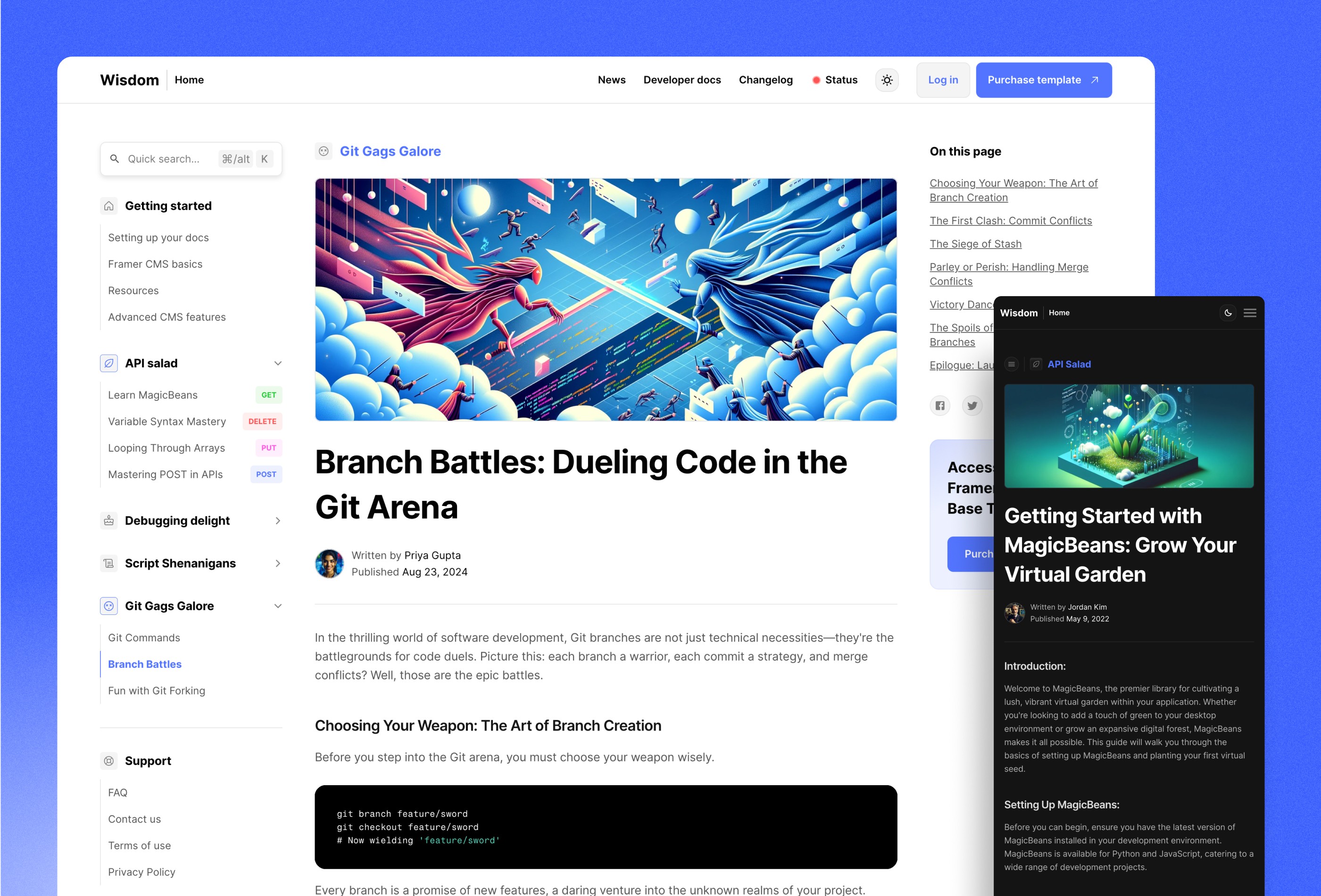 Screenshot 2 for Wisdom, a Framer Marketplace template by Omar Farook.