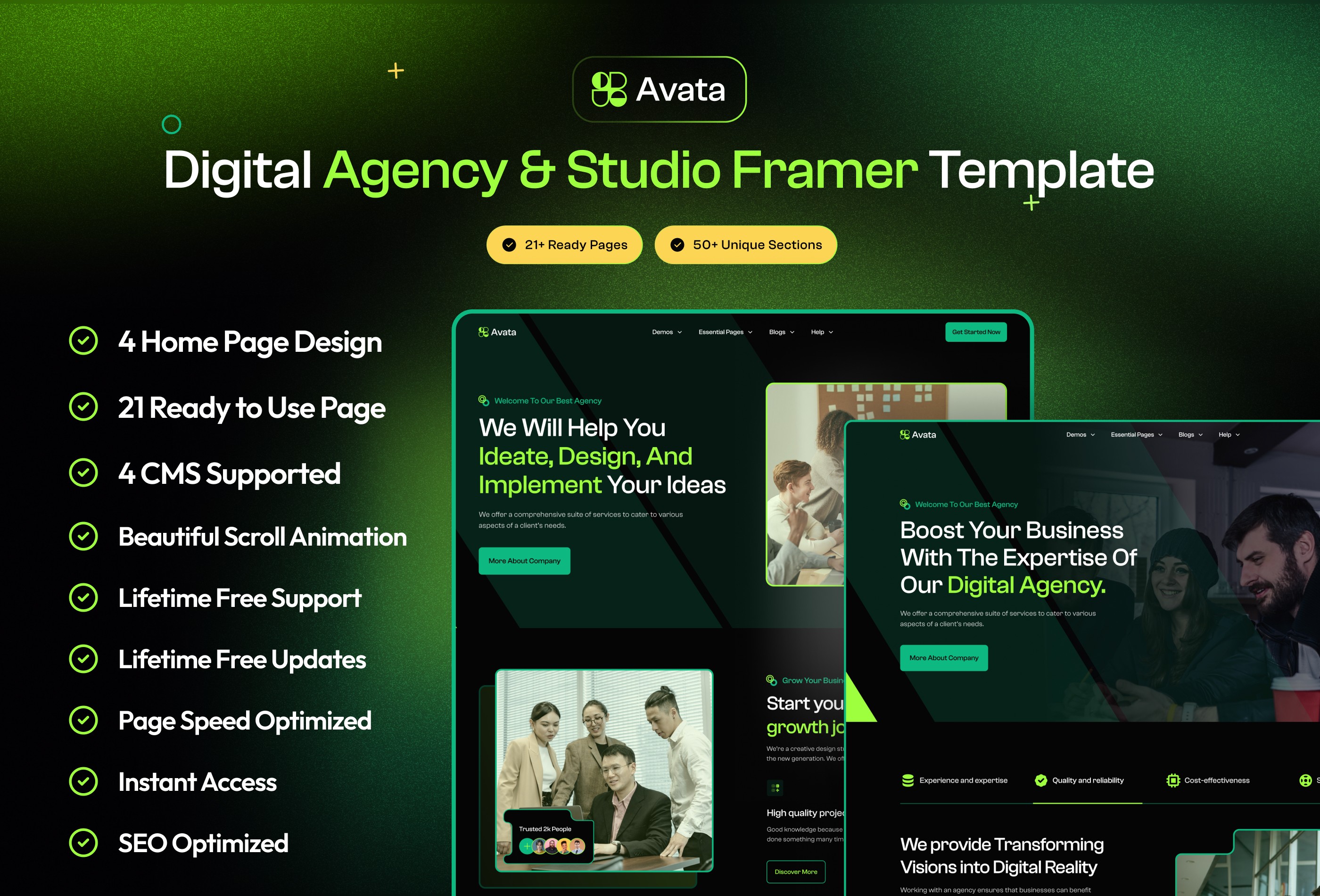 Screenshot 2 for Avata, a Framer Marketplace template by FramerDevs.