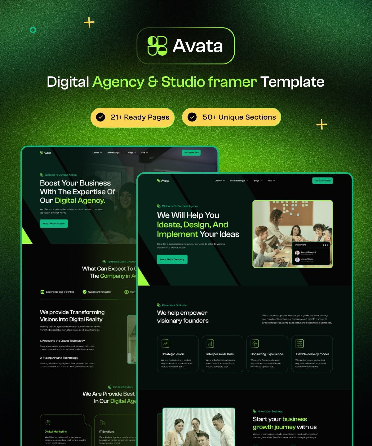 Screenshot 1 for Avata, a Framer Marketplace template by FramerDevs.