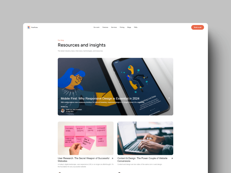 Screenshot 3 for PixelPulse, a Framer Marketplace template by Yashraj Vaghela.