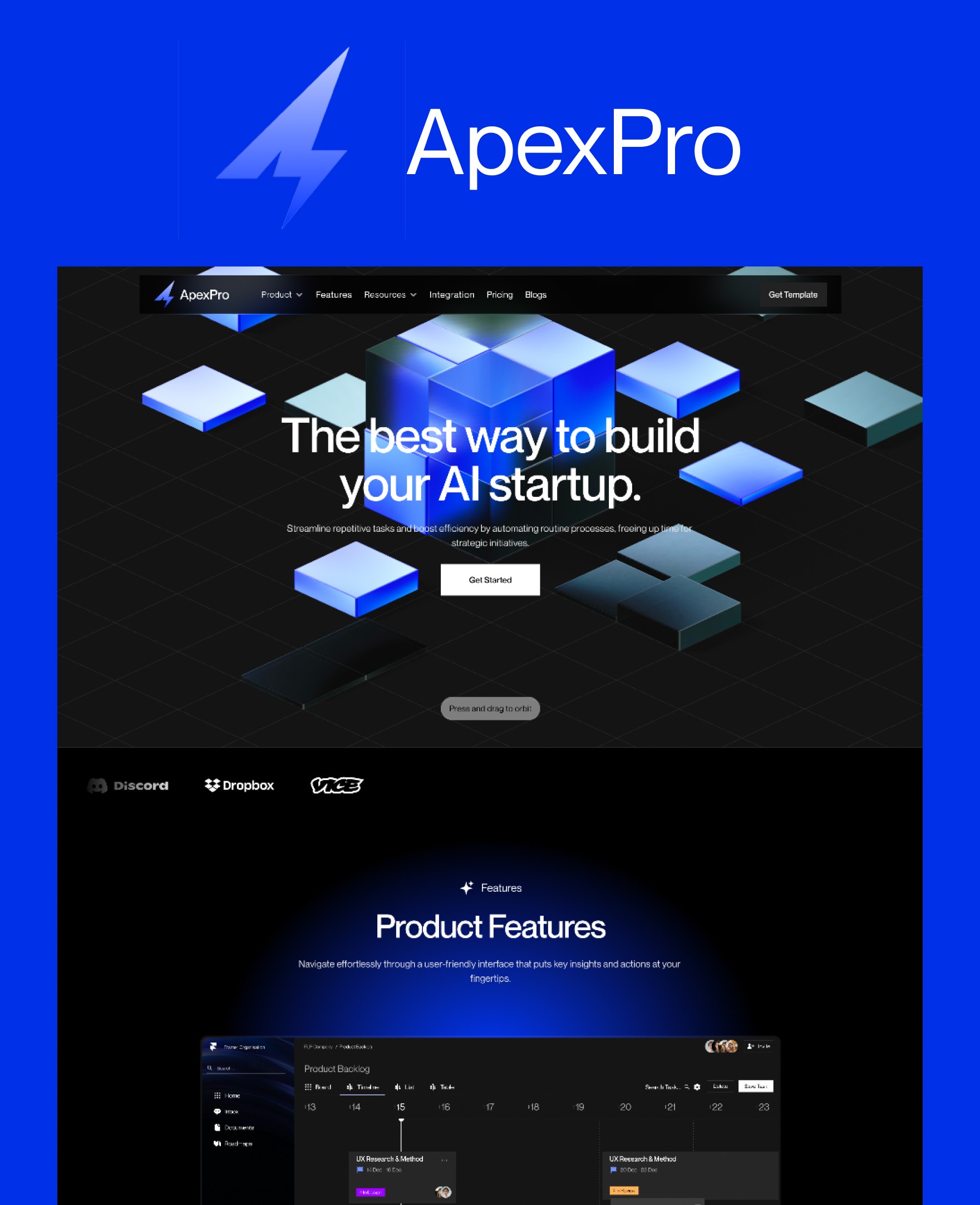 Screenshot 1 for ApexPro, a Framer Marketplace template by Future Things.