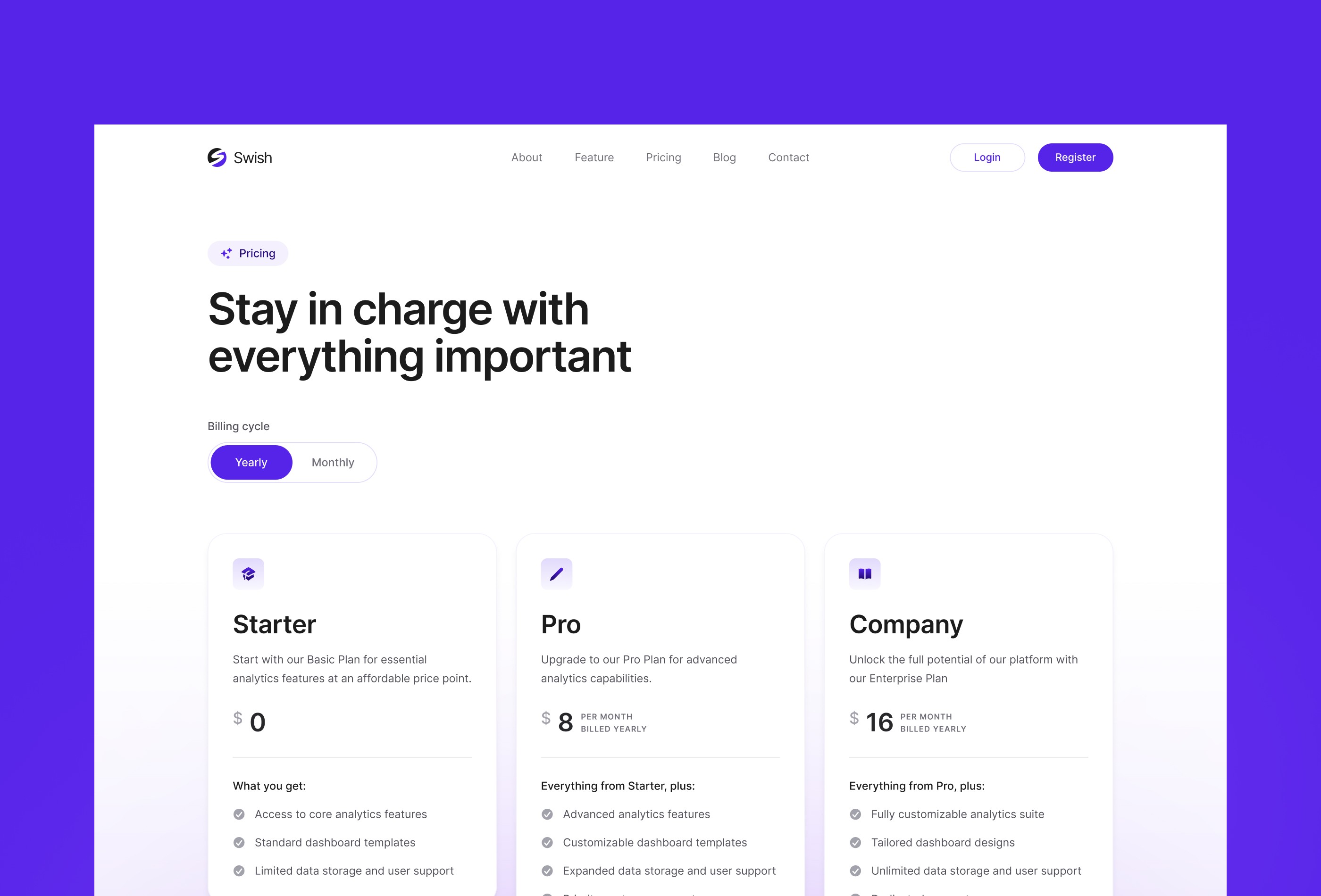Screenshot 4 for Swish, a Framer Marketplace template by Seto Febriant.