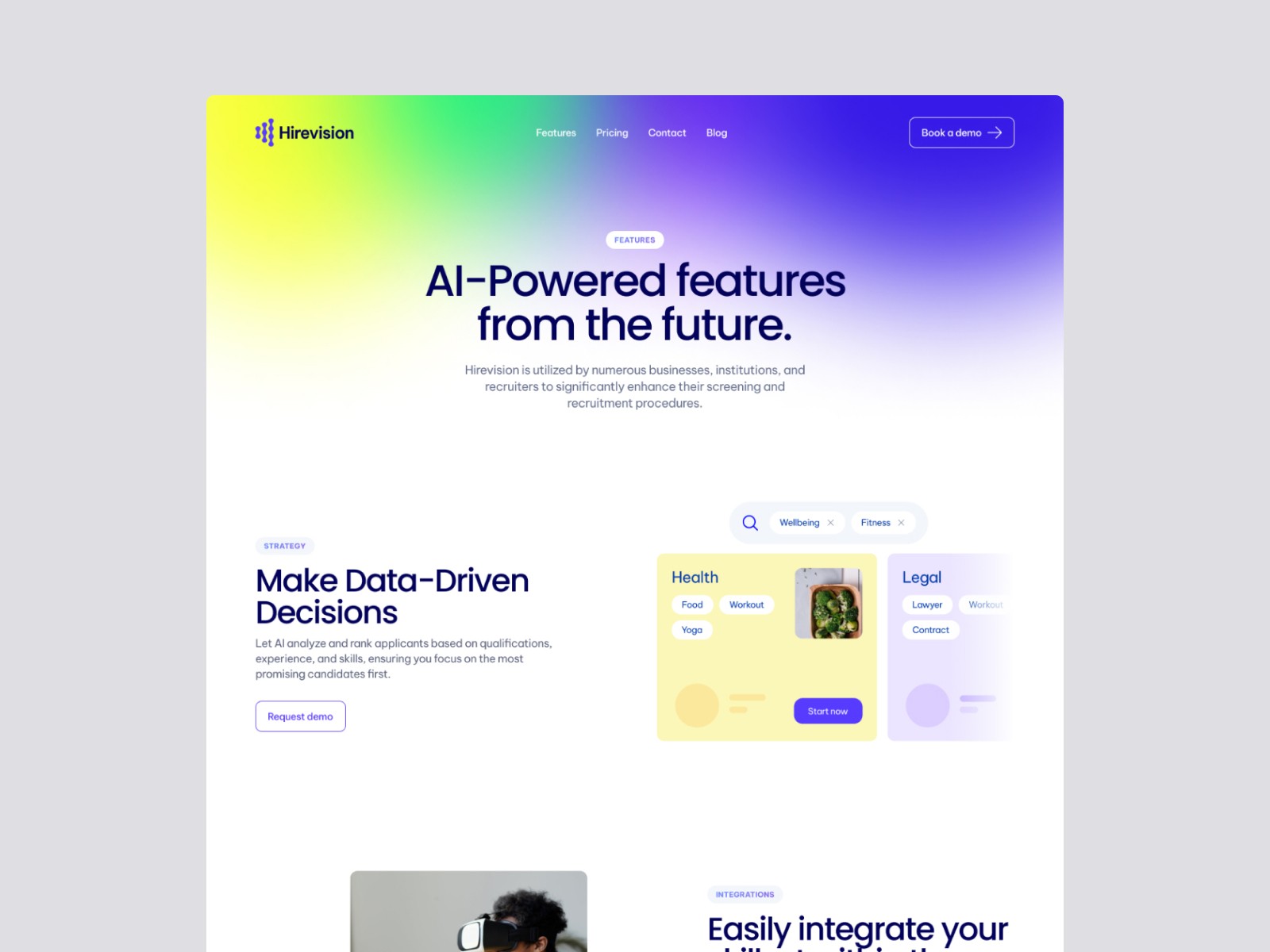 Screenshot 3 for Hirevision, a Framer Marketplace template by Andrea Montini.
