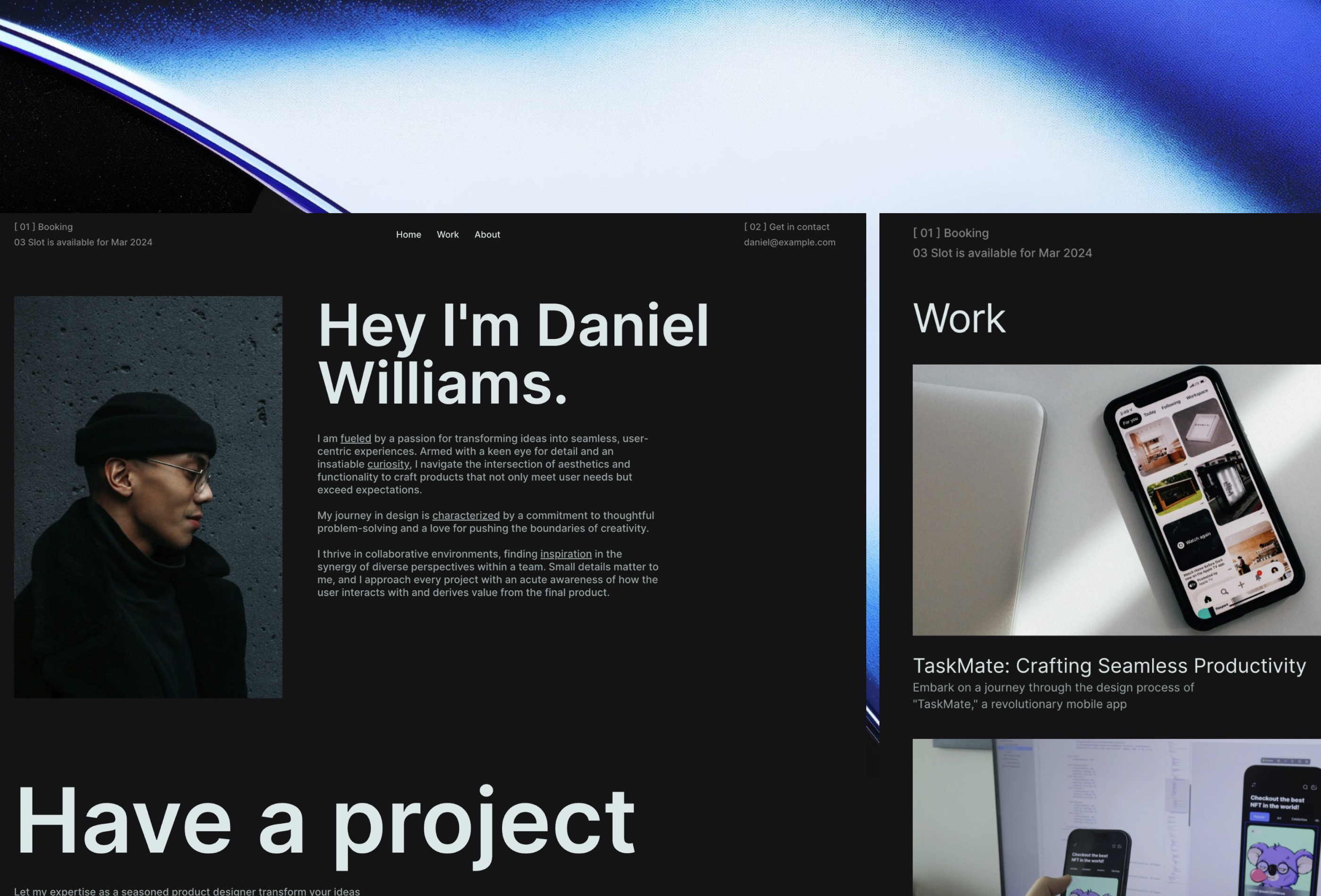 Screenshot 2 for Pasgan, a Framer Marketplace template by Moiz Arshi.