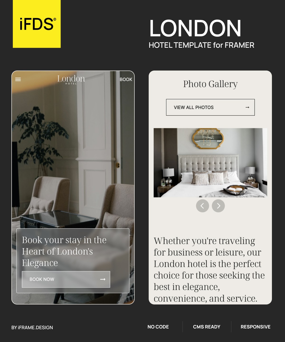 Thumbnail 1 for LondonHotel, a Framer Marketplace template by IFRAME DESIGN.