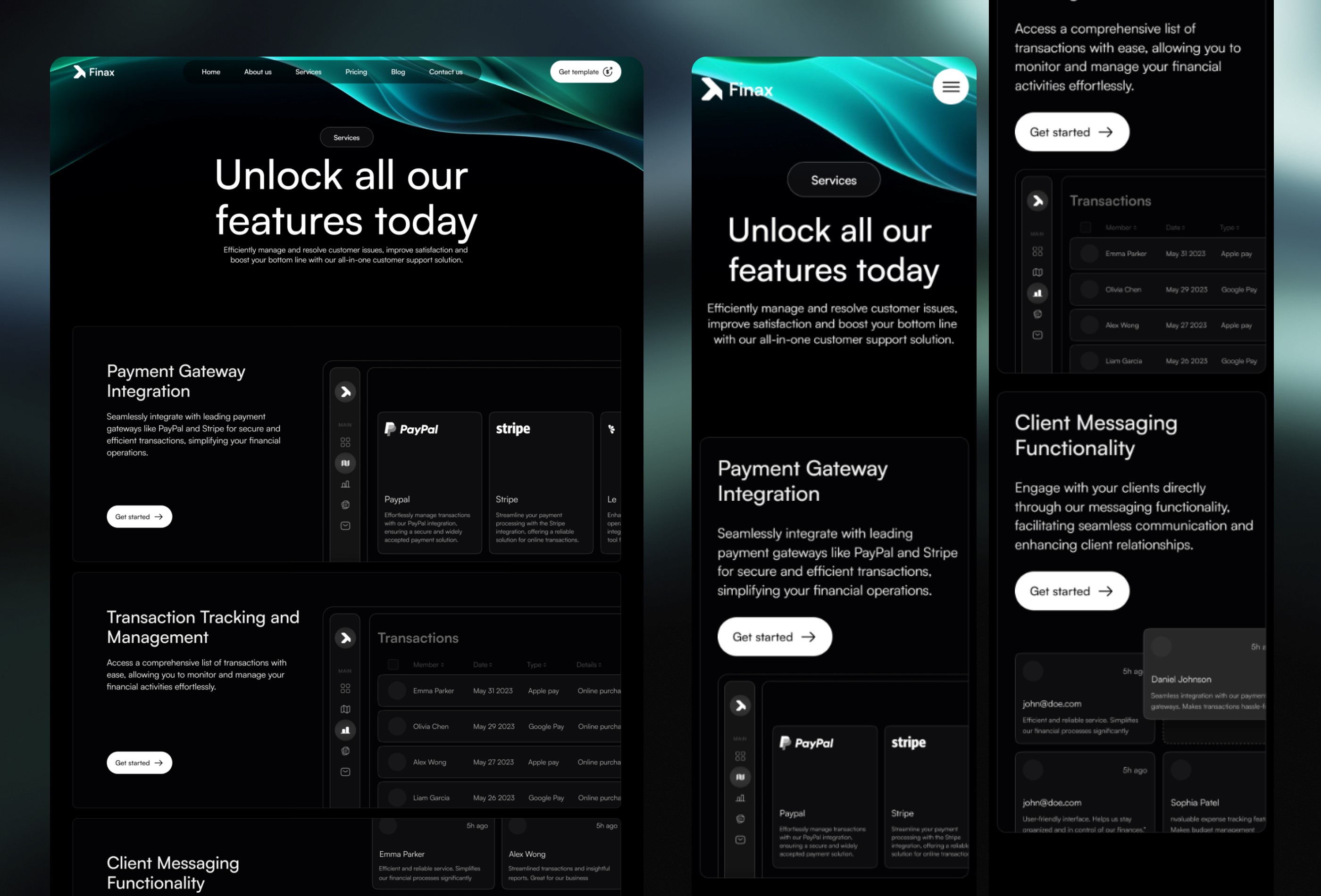 Screenshot 3 for Finax, a Framer Marketplace template by Tolv.Studio.