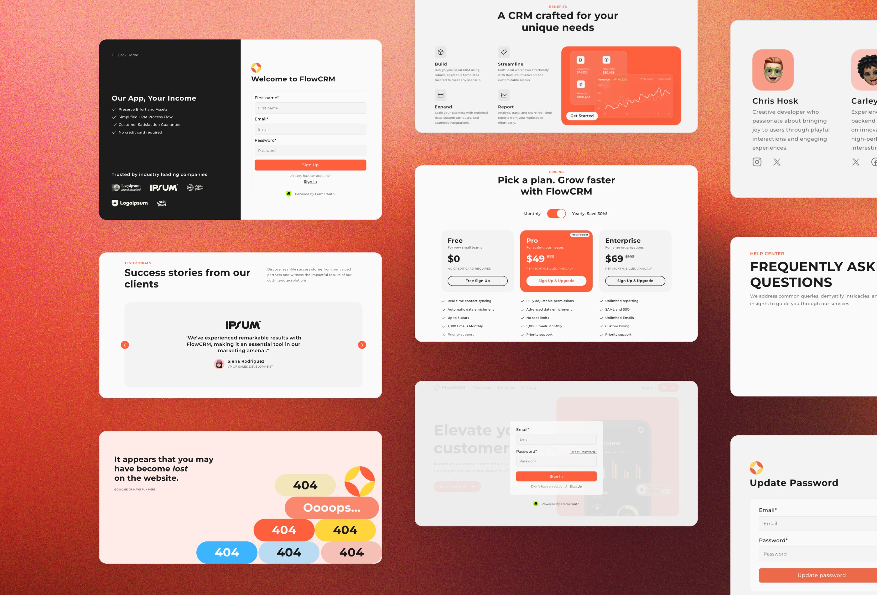 Screenshot 4 for FlowCRM, a Framer Marketplace template by kotAndy.