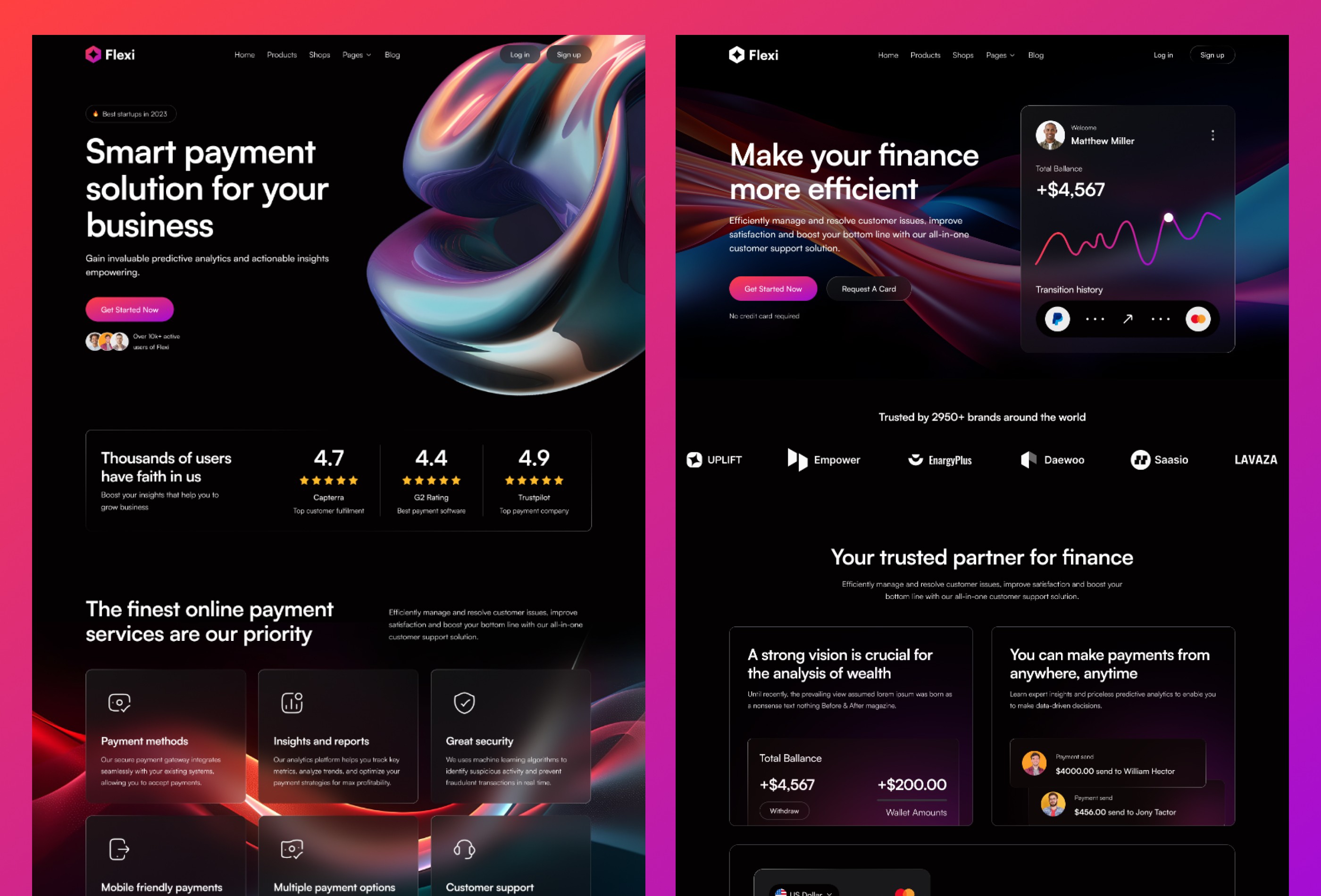 Screenshot 3 for Flexi, a Framer Marketplace template by Sailr.