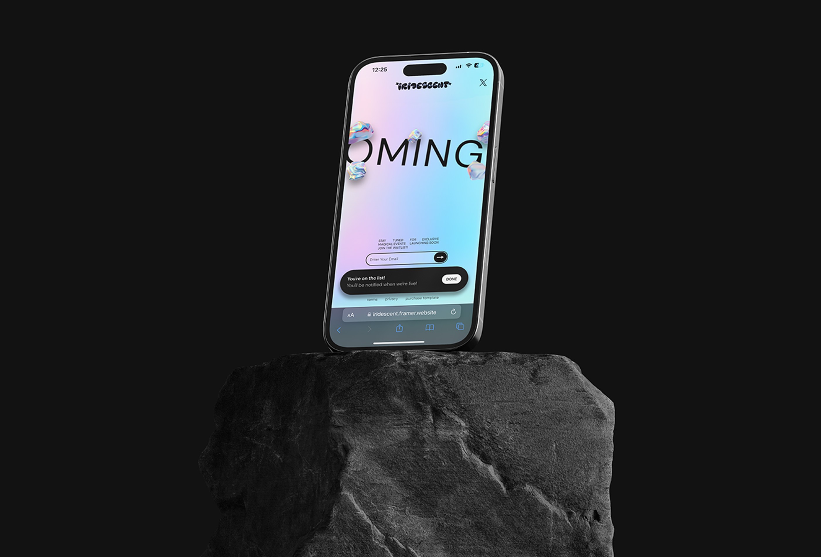 Screenshot 4 for Iridescent, a Framer Marketplace template by Mickces.