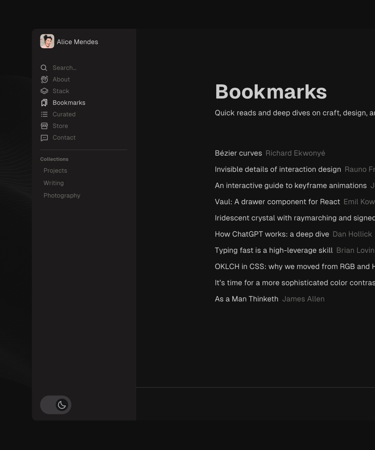 Screenshot 1 for Peek, a Framer Marketplace template by Joe Lee.