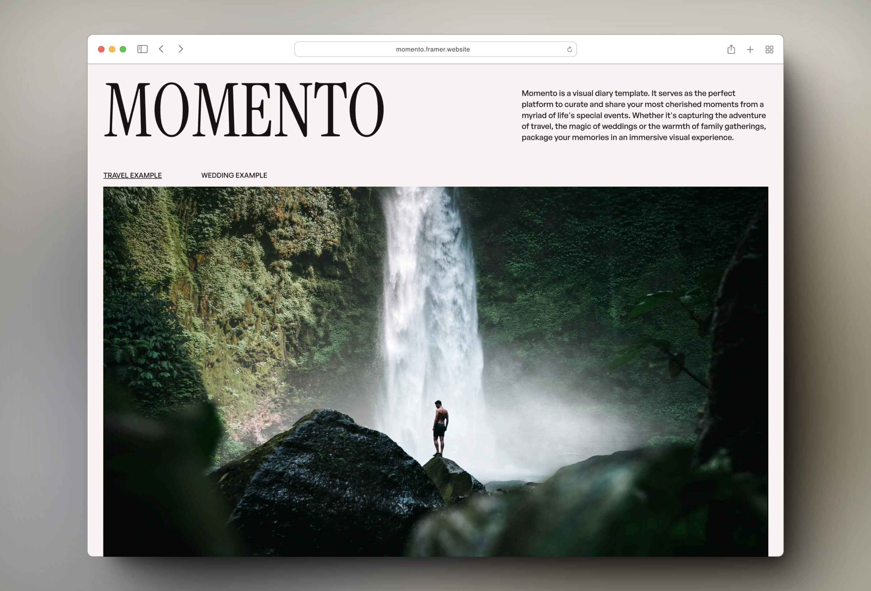 Screenshot 2 for Momento, a Framer Marketplace template by Lauren Waller.