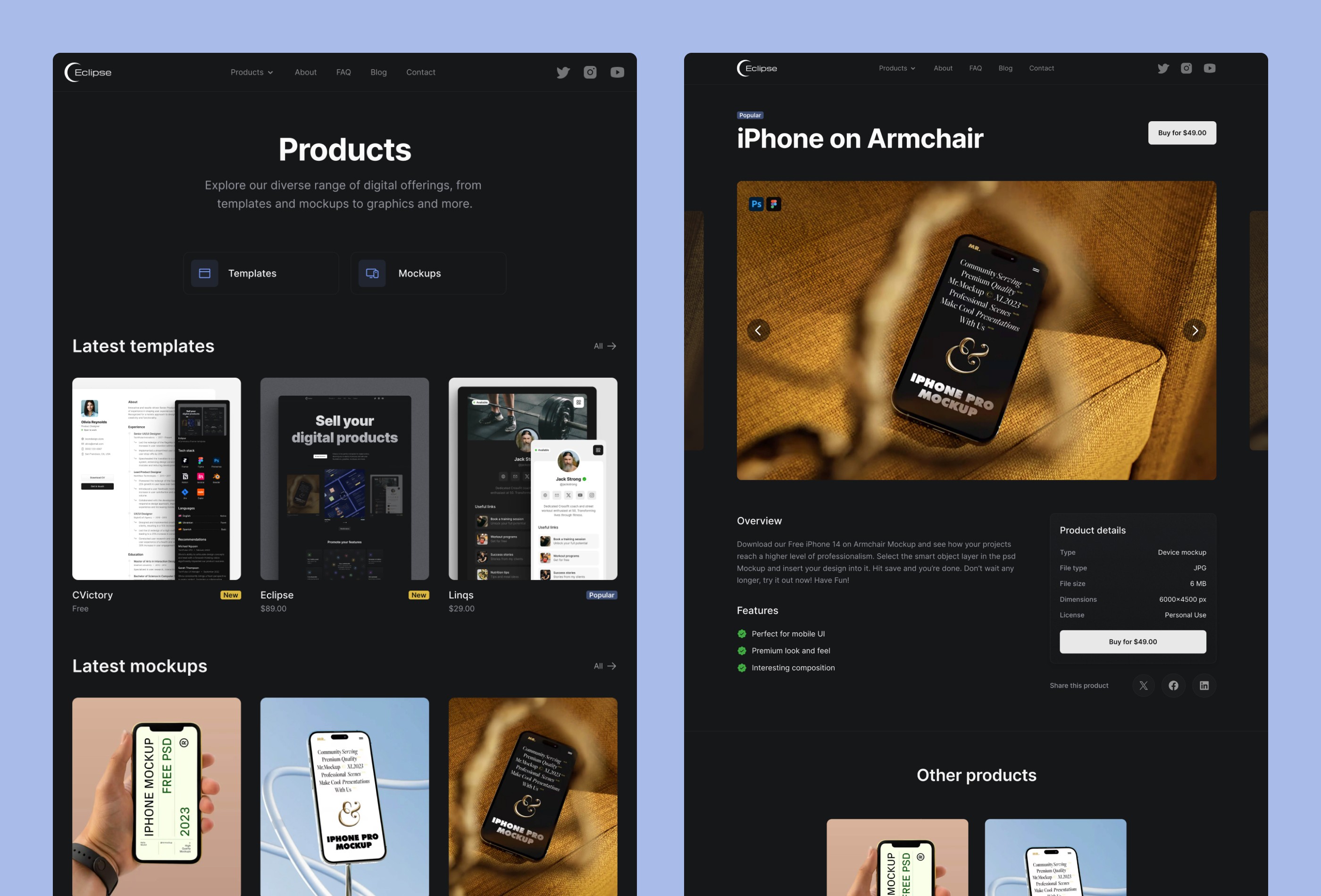 Screenshot 3 for Eclipse, a Framer Marketplace template by Boon Design.
