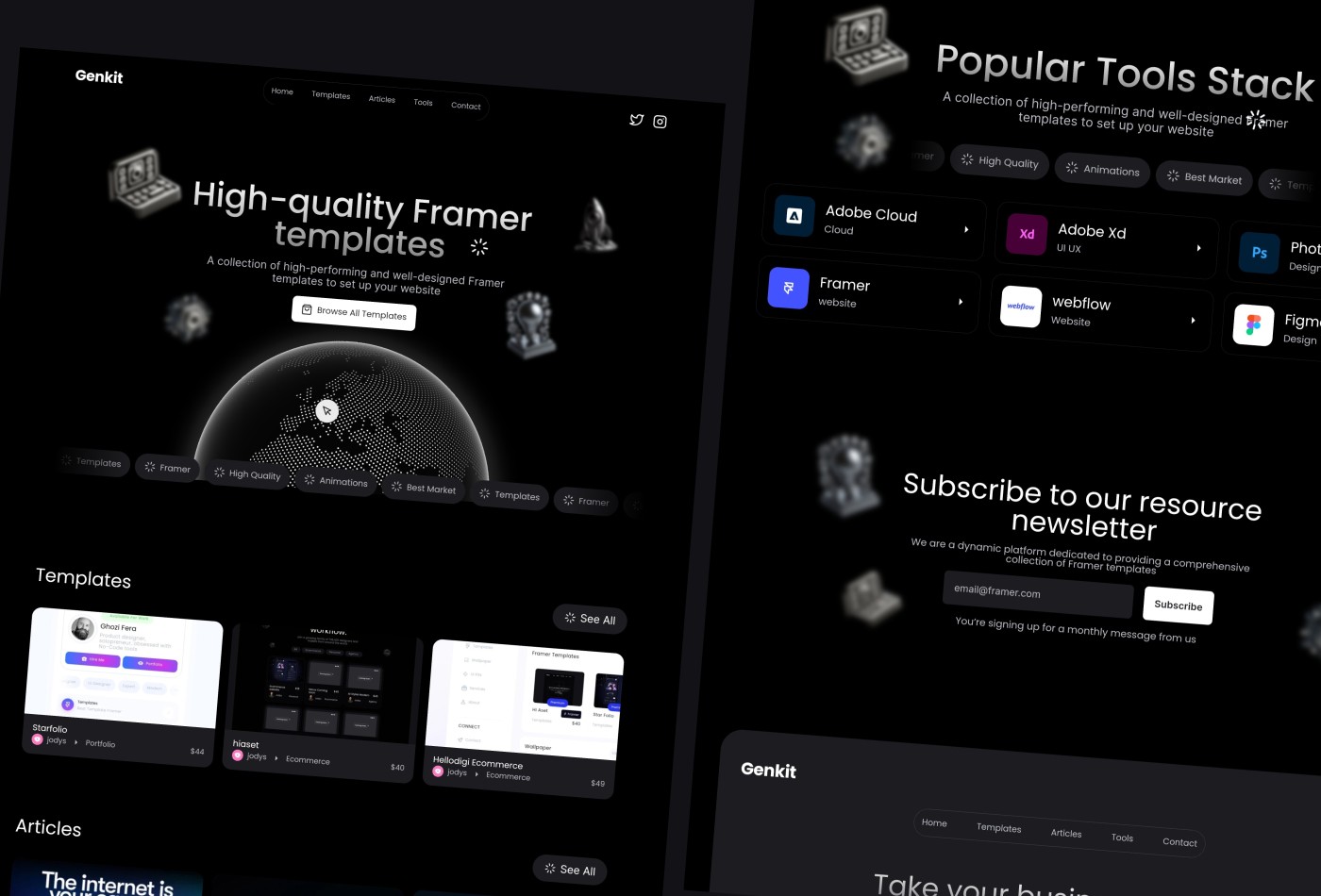 Screenshot 2 for Genkit, a Framer Marketplace template by jodysaptra.