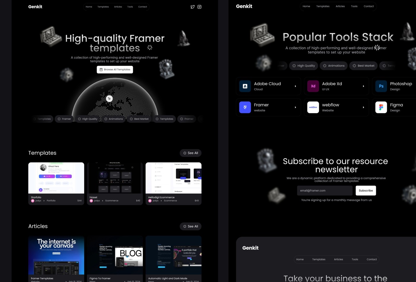 Screenshot 4 for Genkit, a Framer Marketplace template by jodysaptra.