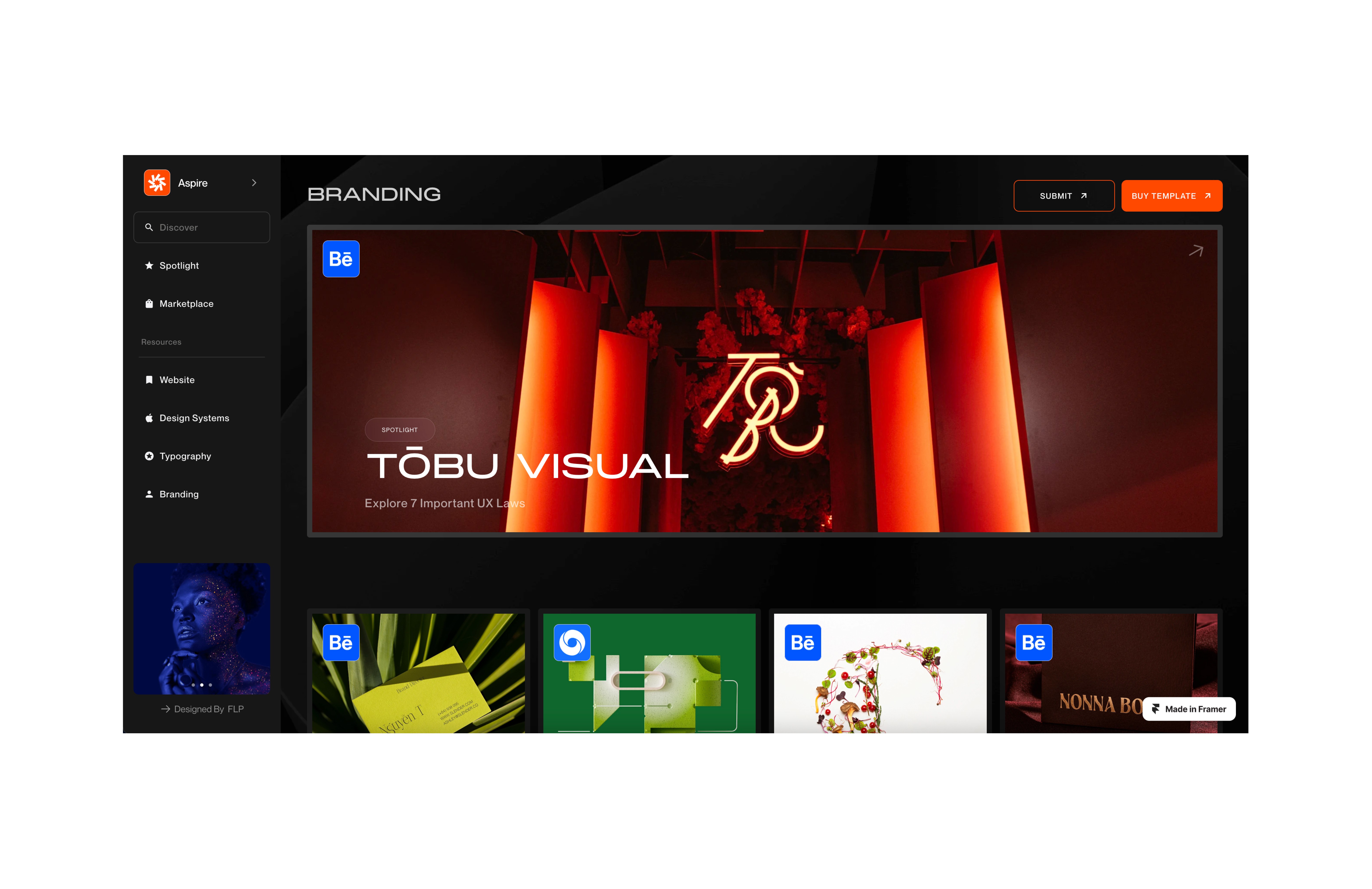 Screenshot 2 for Aspire, a Framer Marketplace template by Future Things.