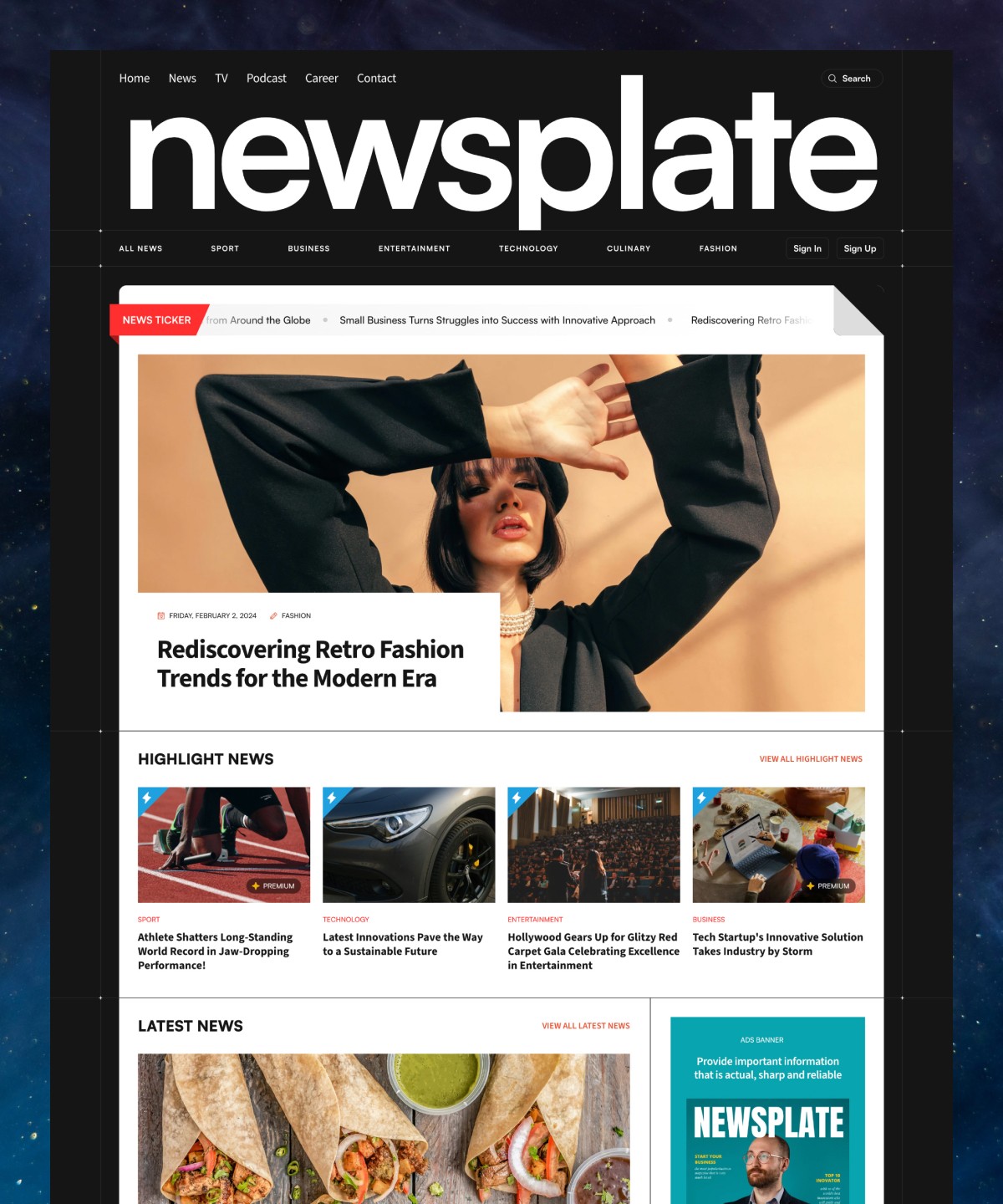 Thumbnail 1 for Newsplate, a Framer Marketplace template by Syafii Ahmad.