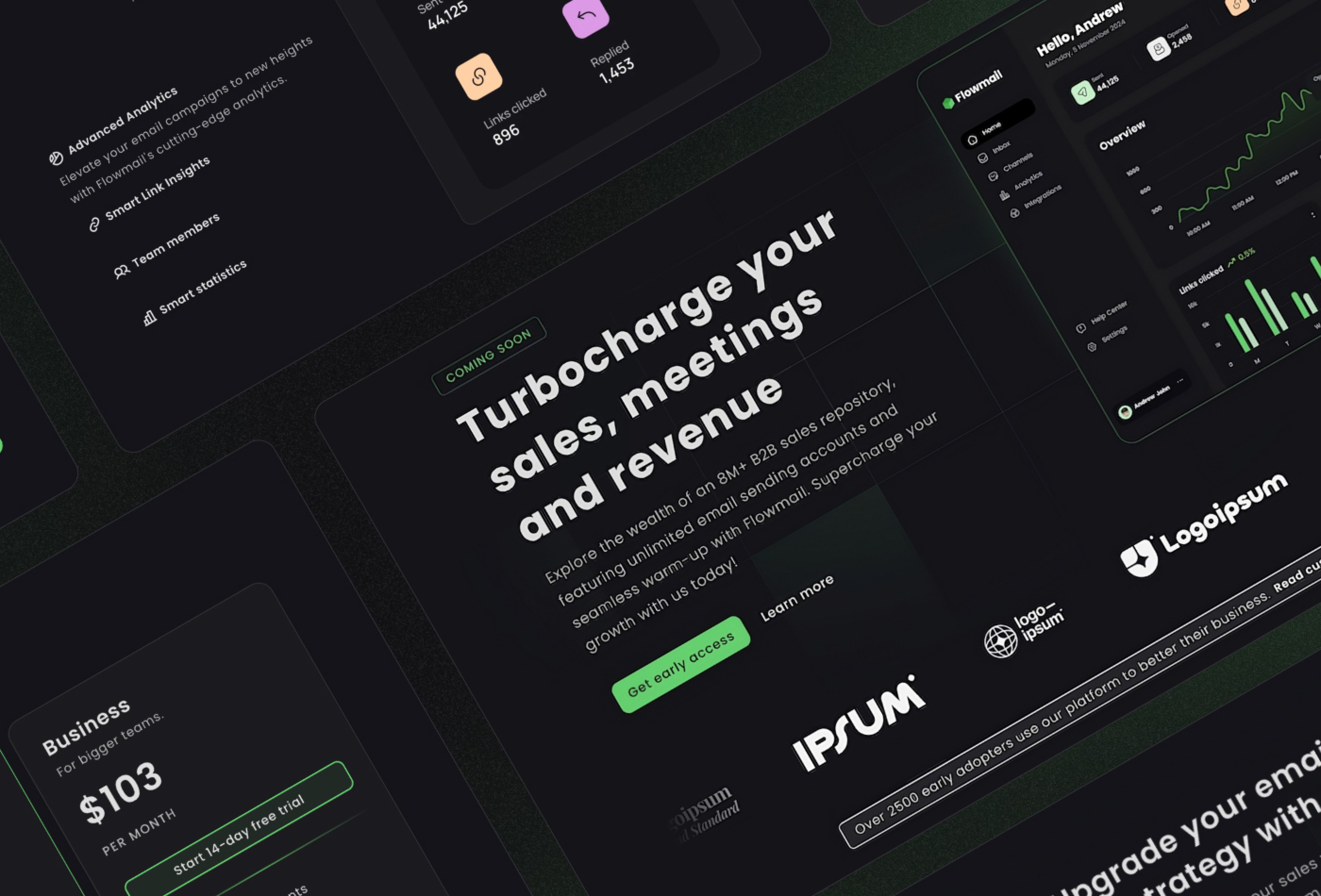 Screenshot 3 for Flowmail, a Framer Marketplace template by kotAndy.