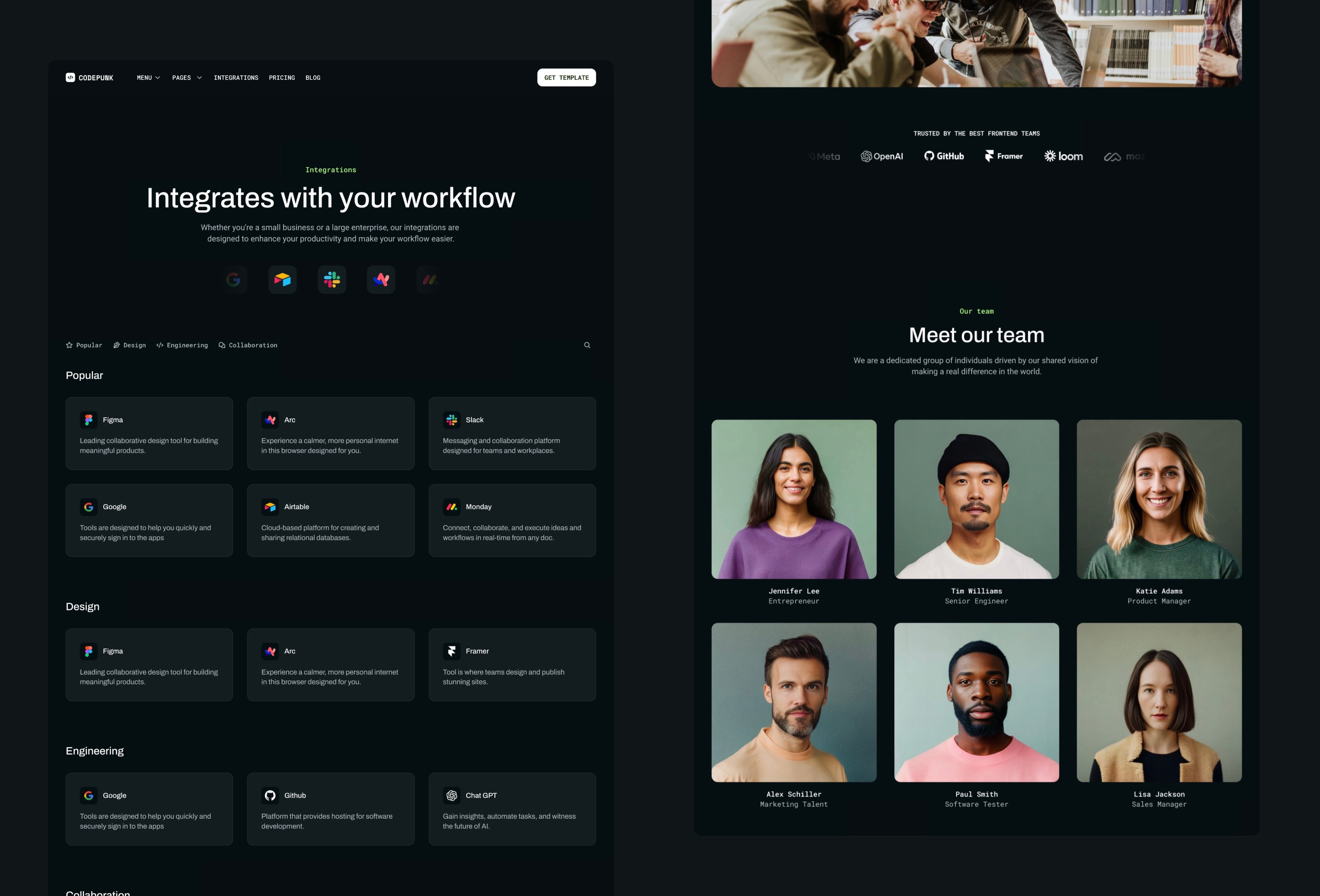 Screenshot 4 for Codepunk, a Framer Marketplace template by Dream Studio.