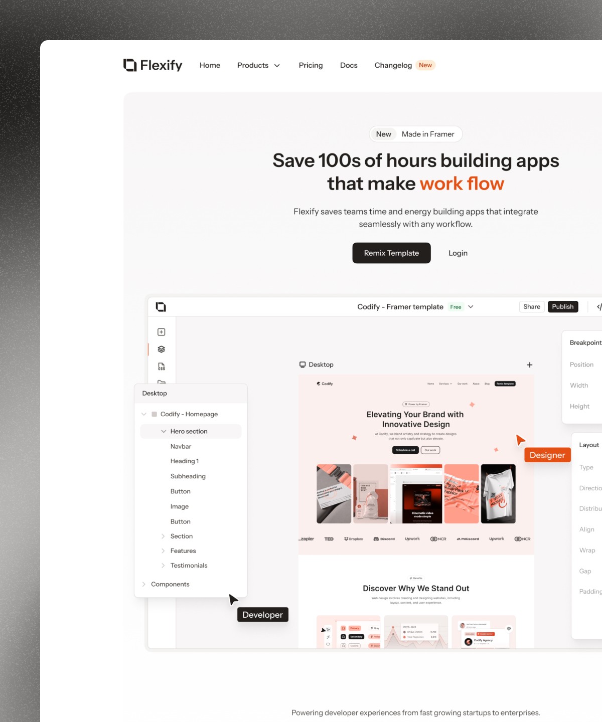 Screenshot 1 for Flexify, a Framer Marketplace template by Dmytri Ivanov.