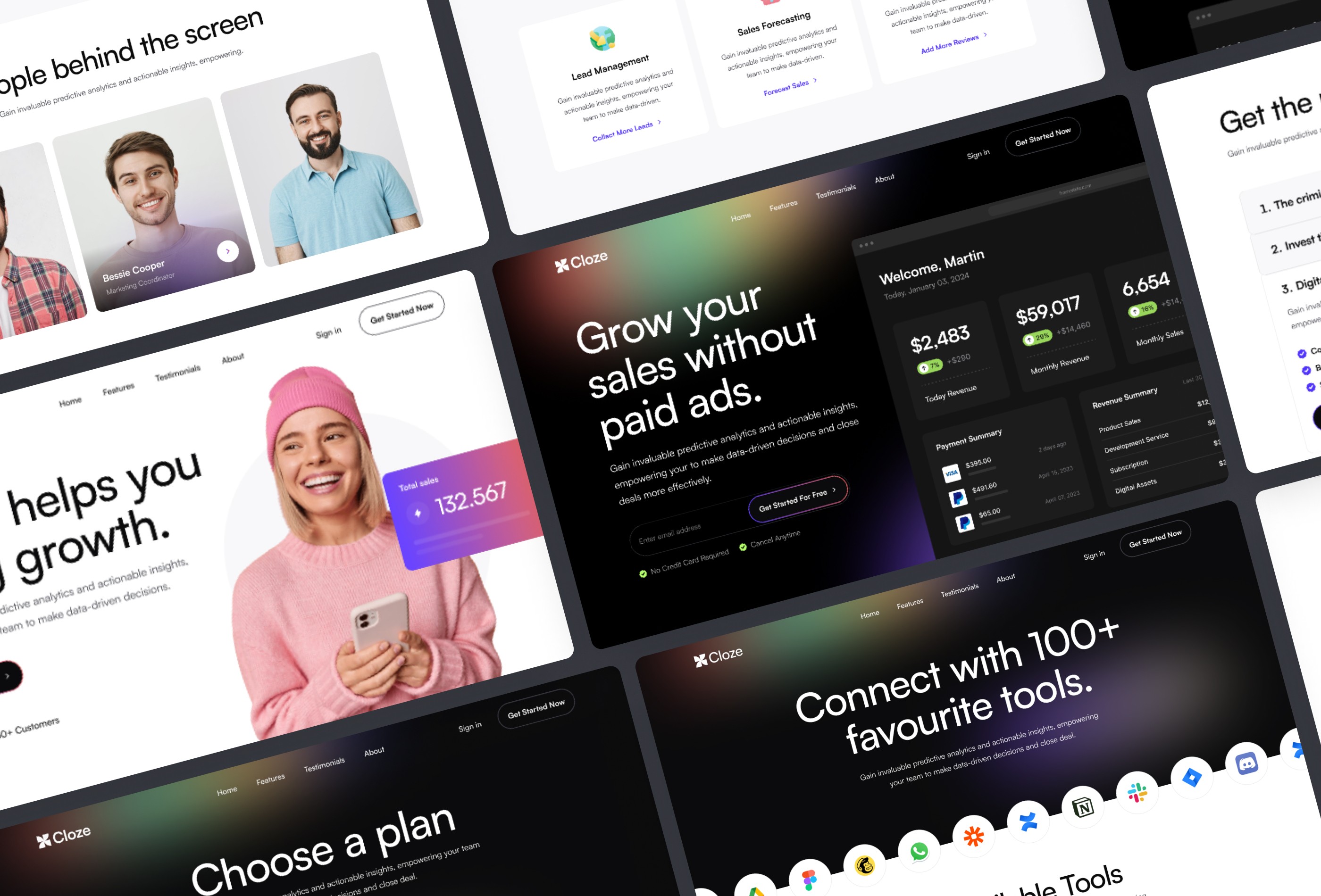Screenshot 3 for Cloze, a Framer Marketplace template by Framerbite.