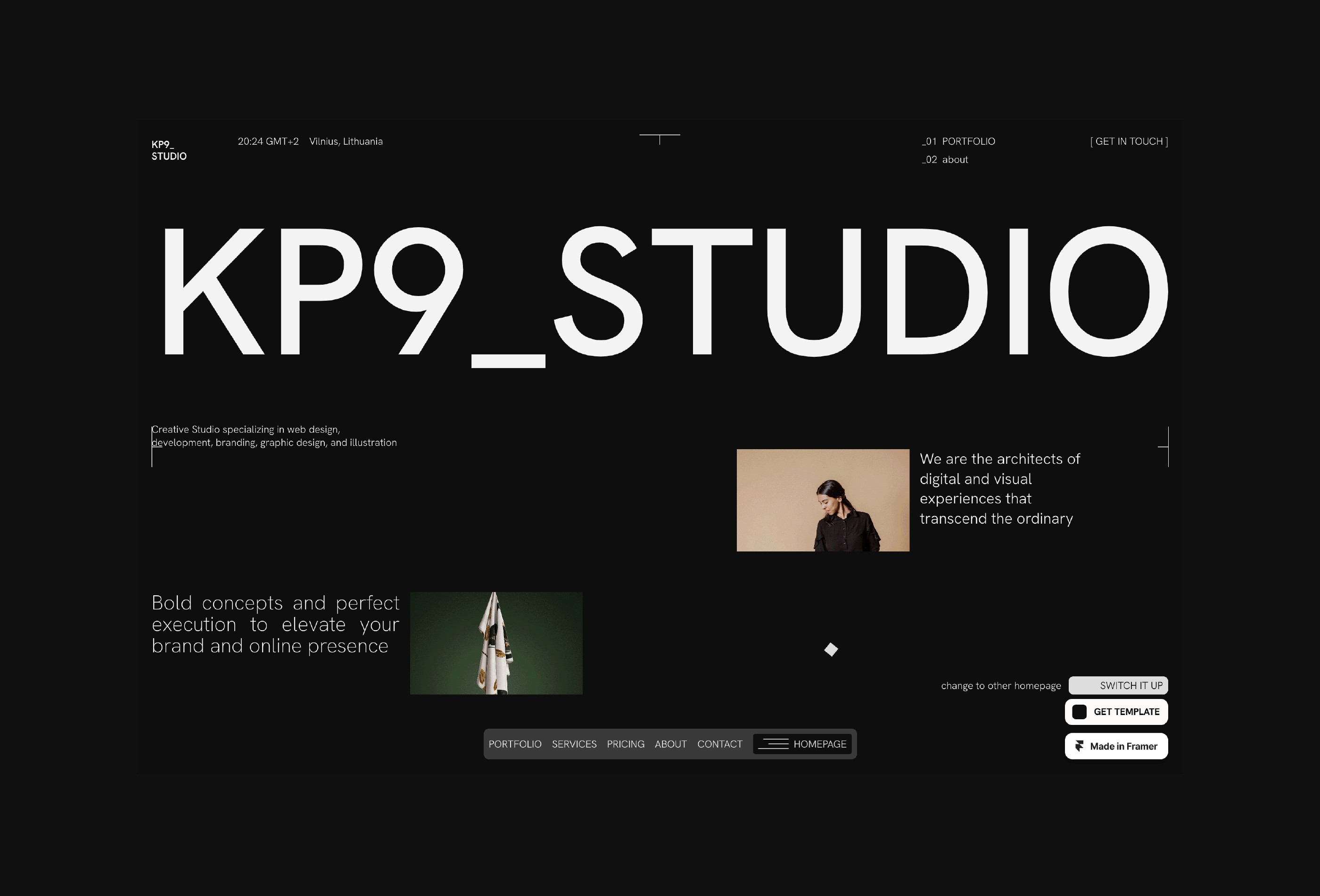 Screenshot 2 for KP9, a Framer Marketplace template by The Wall.