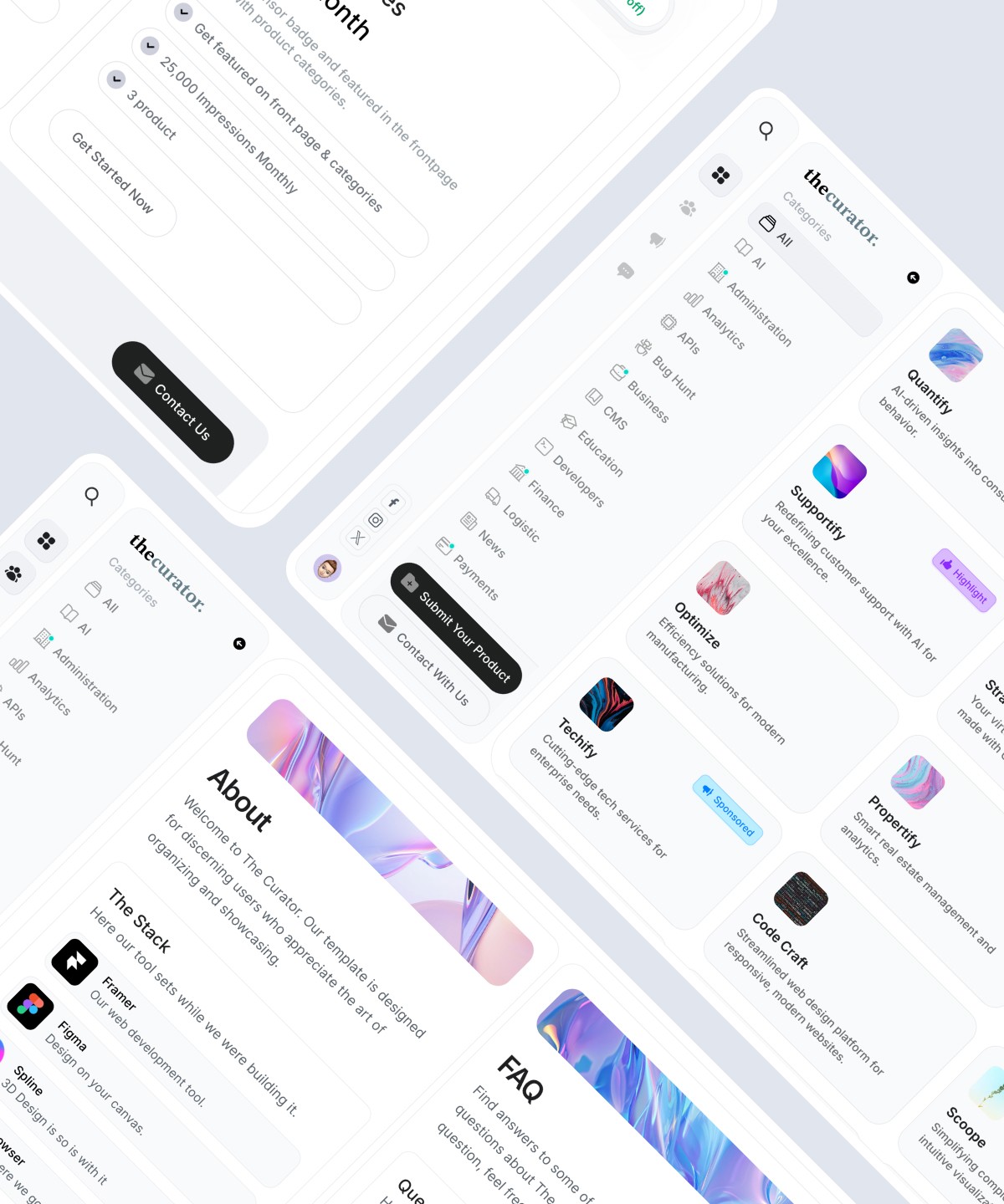 Thumbnail 1 for TheCurator, a Framer Marketplace template by Mertcan Esmergül.