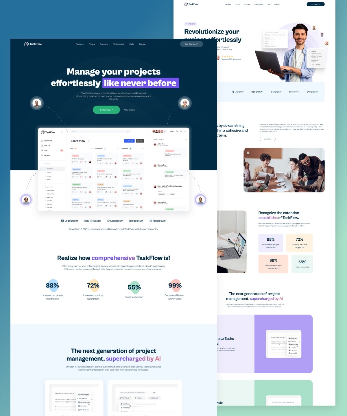Screenshot 1 for TaskFlow, a Framer Marketplace template by Goodspeed.