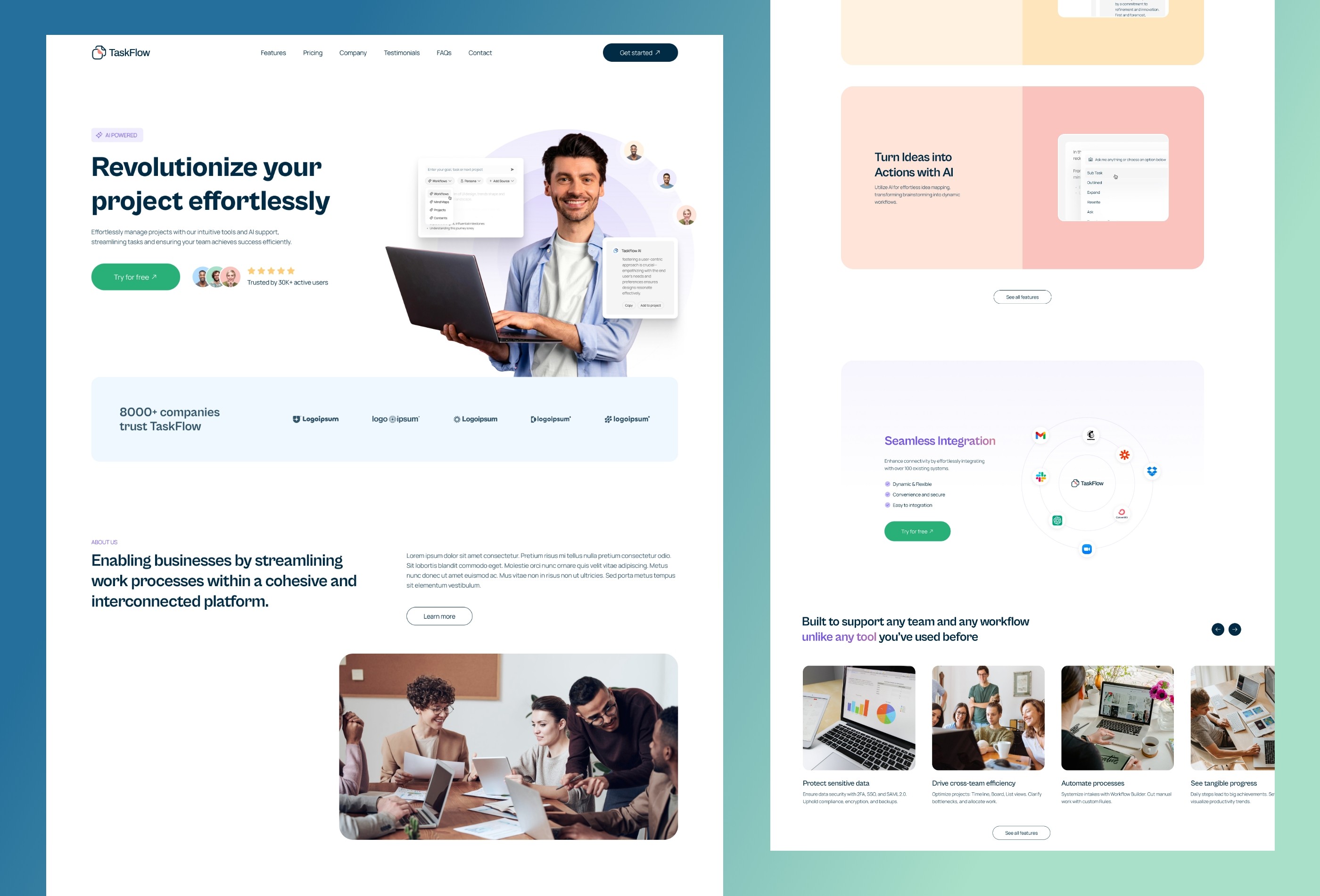 Screenshot 3 for TaskFlow, a Framer Marketplace template by Goodspeed.