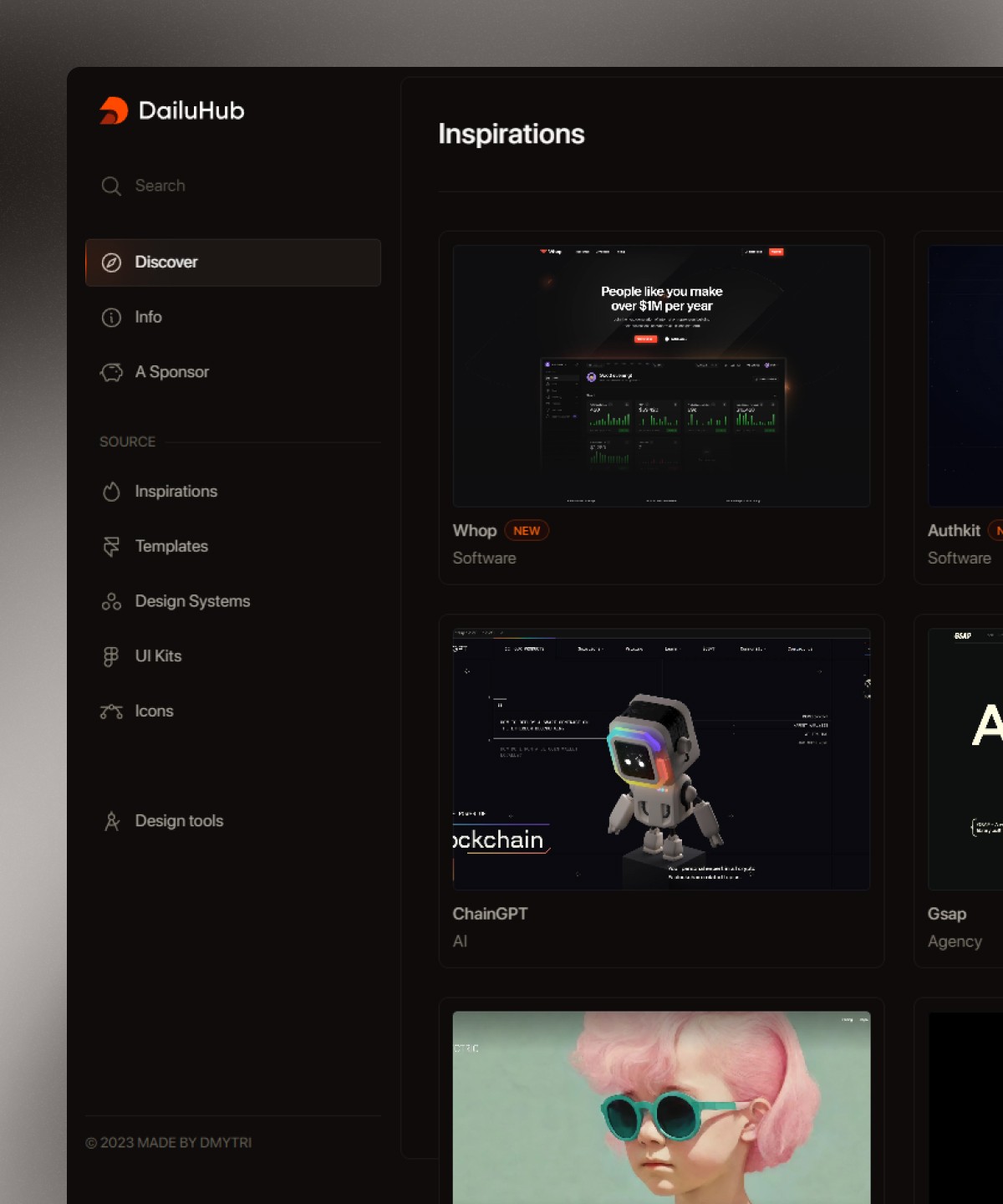 Screenshot 1 for DailyHub, a Framer Marketplace template by Dmytri Ivanov.