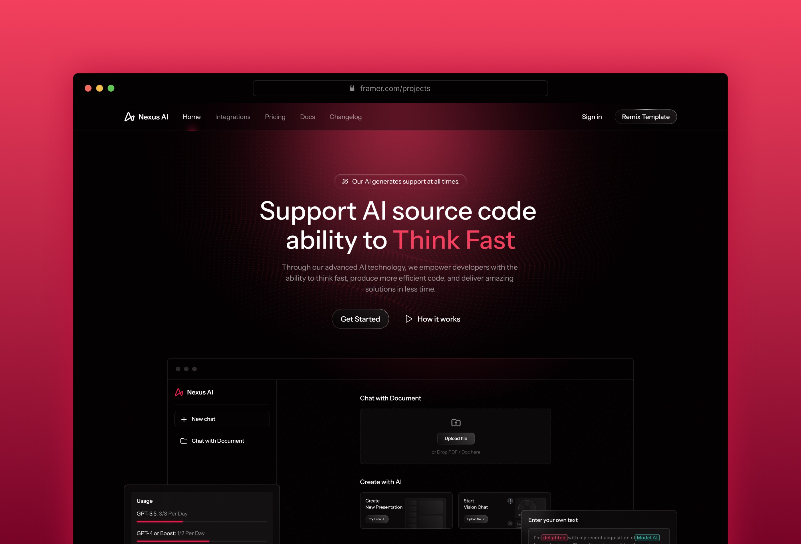 Screenshot 2 for NexusAI, a Framer Marketplace template by Dmytri Ivanov.